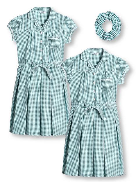 v-by-very-girls-2-pack-traditional-gingham-water-repellent-school-summernbspdress-green