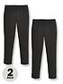  image of v-by-very-boys-2-packnbspskinny-fit-school-trousers-black