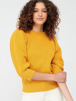 V by Very V By Very Balloon Sleeve Jumper - Mustard Picture