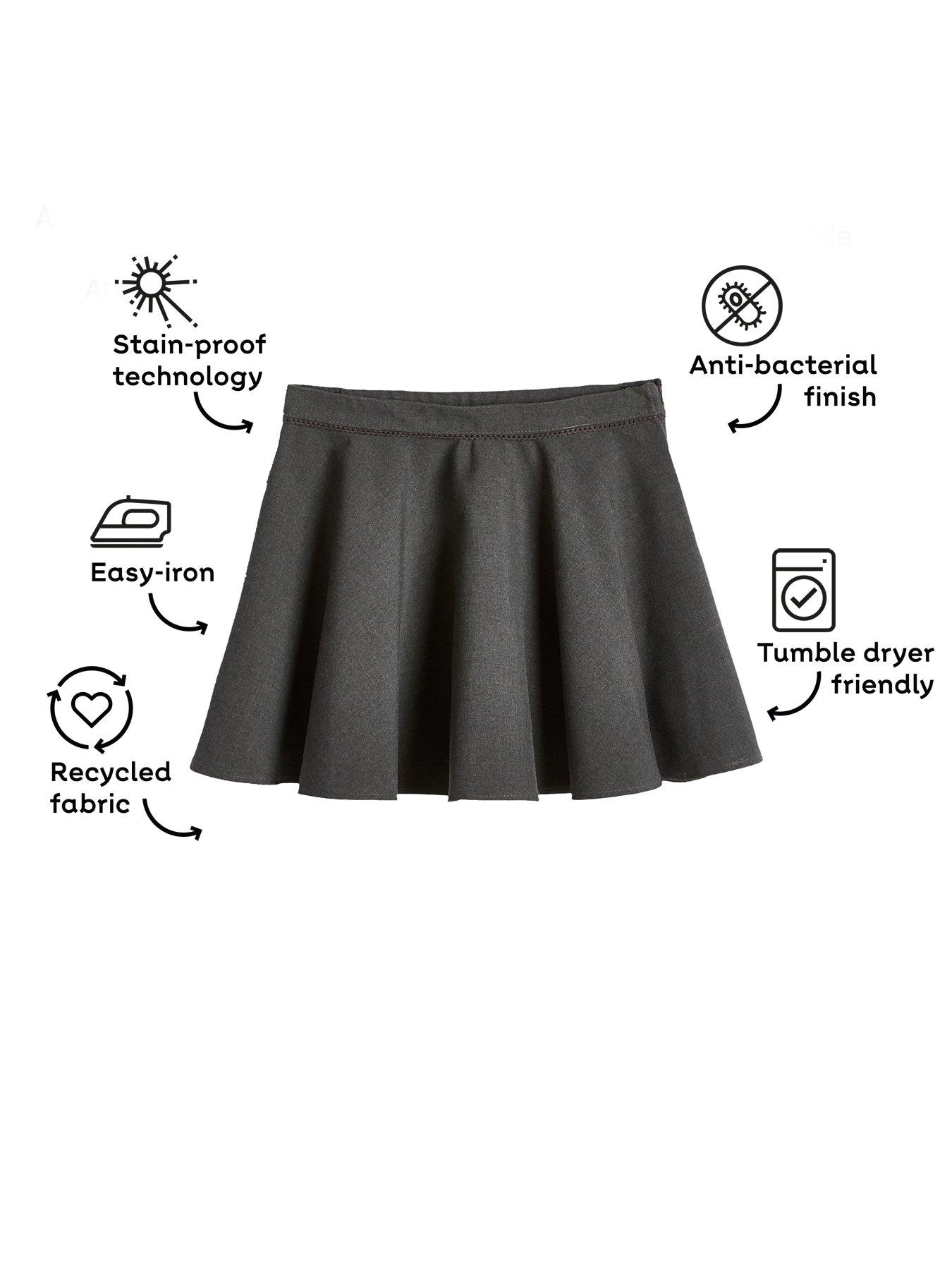  image of the-very-collection-girls-2-pack-woven-skater-school-skirts-grey