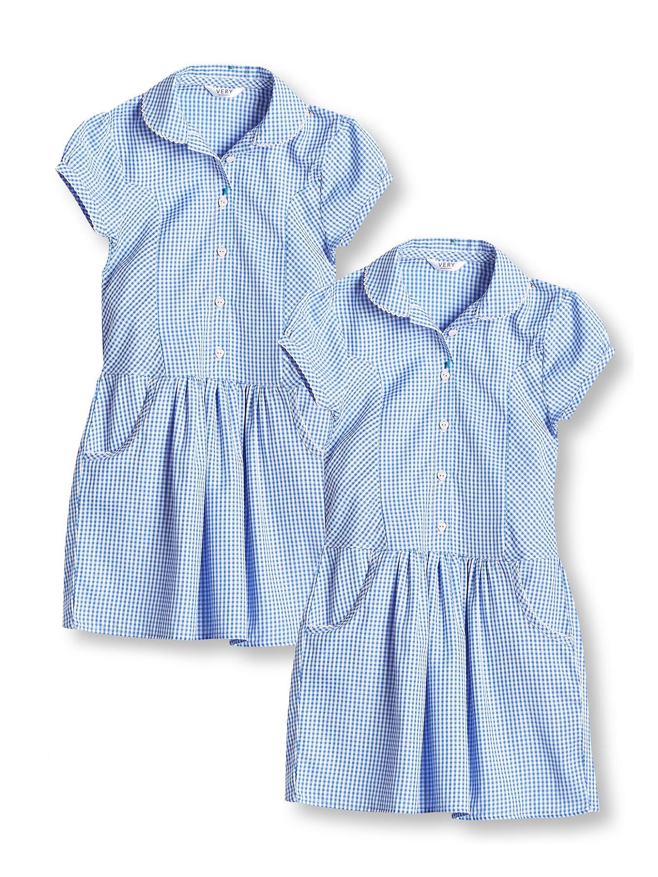  image of everyday-girls-2-pack-drop-waist-gingham-water-repellentnbspschool-summer-dress-blue