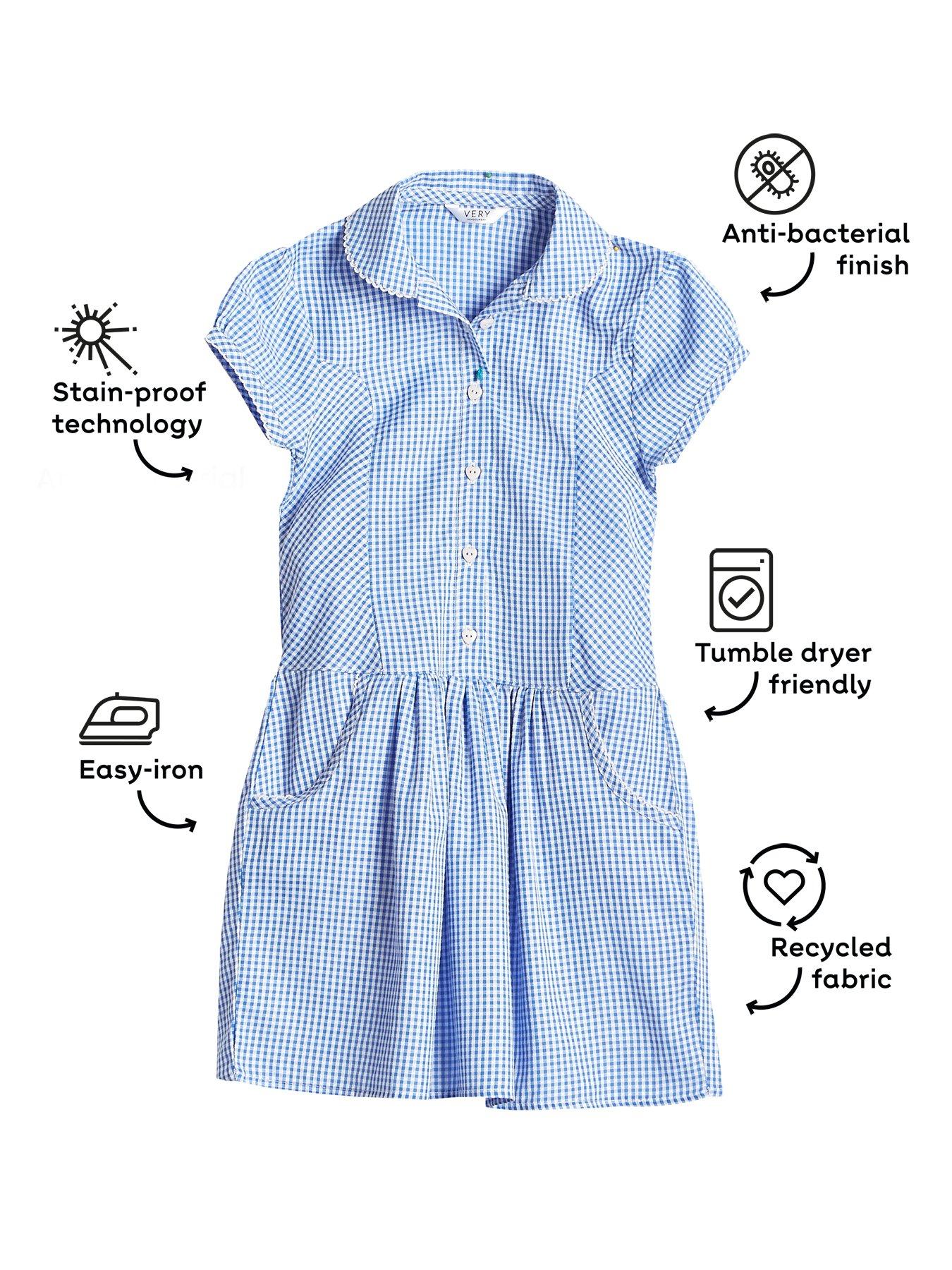 image of everyday-girls-2-pack-drop-waist-gingham-water-repellentnbspschool-summer-dress-blue