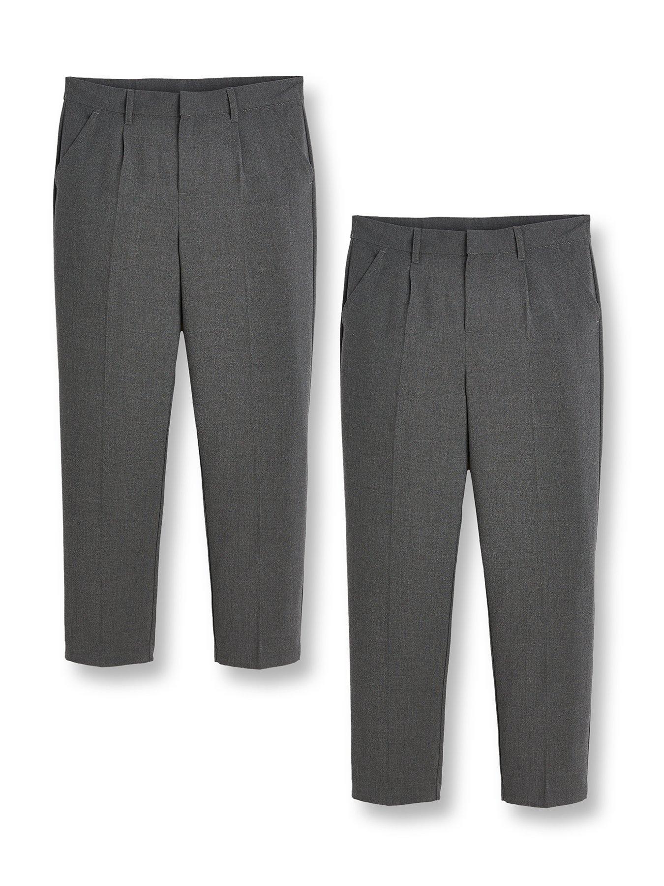  image of v-by-very-boys-2-pack-plus-size-regular-leg-school-trousers-grey