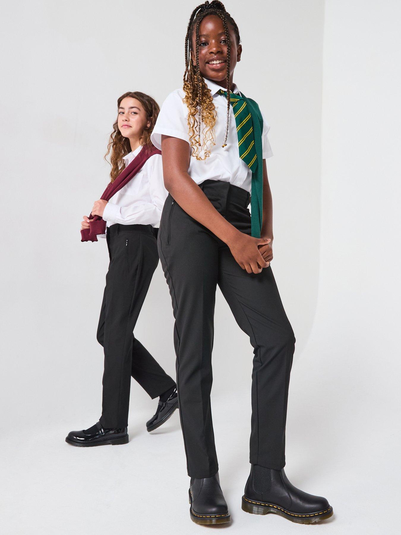 The Very Collection Girls 2 Pack Skinny Fit School Trousers - Black