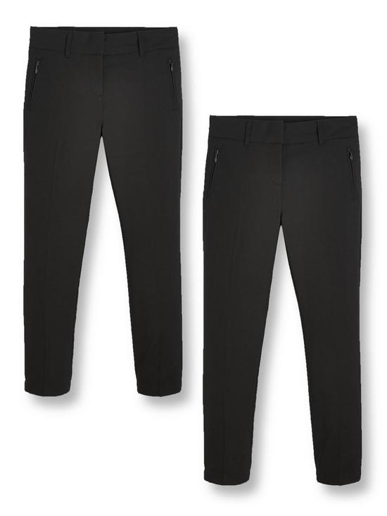front image of v-by-very-girls-2-pack-skinny-fitnbspschool-trousers-black