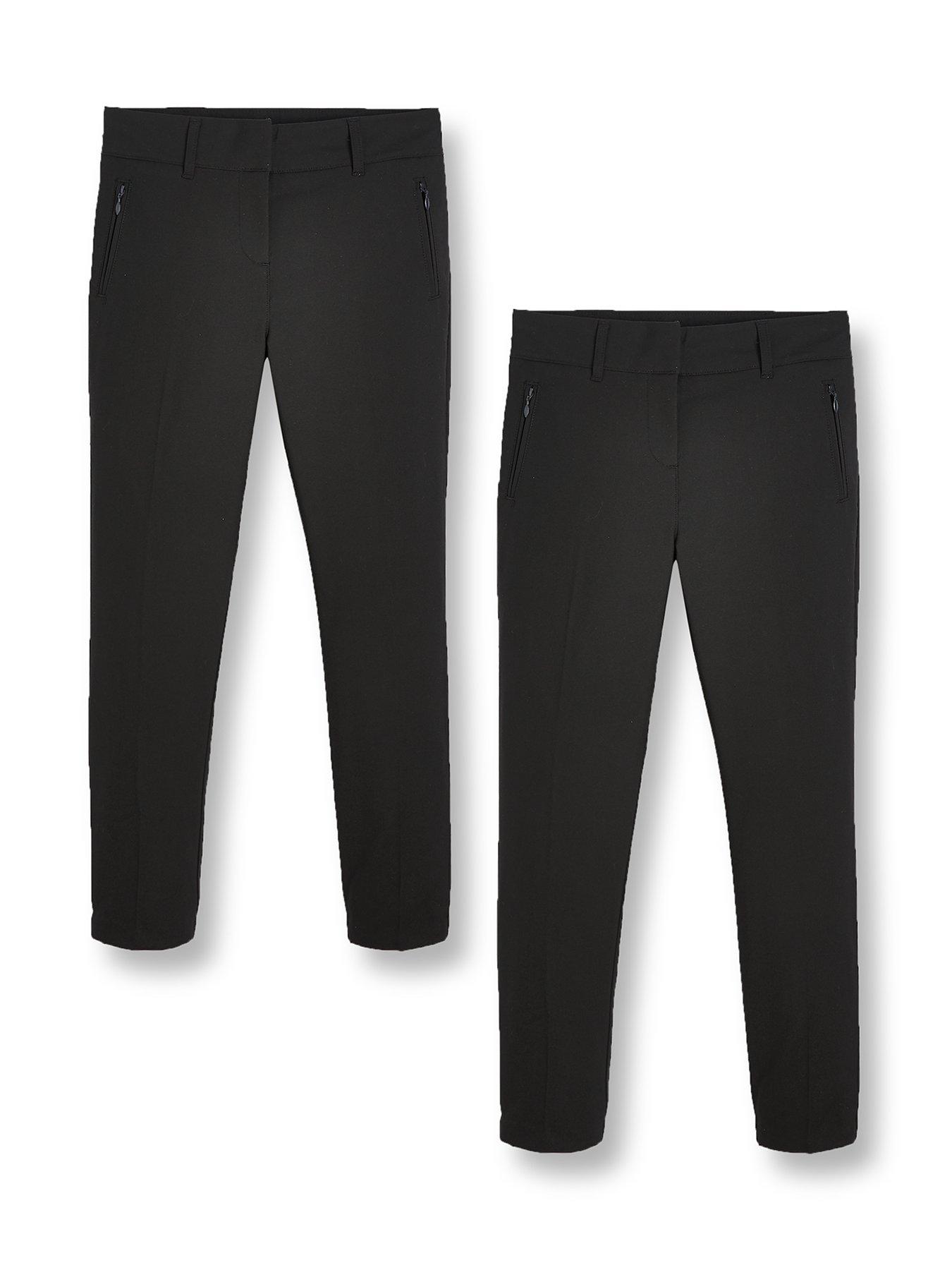 Image 2 of 6 of V by Very Girls 2 Pack Skinny Fit&nbsp;School Trousers - Black