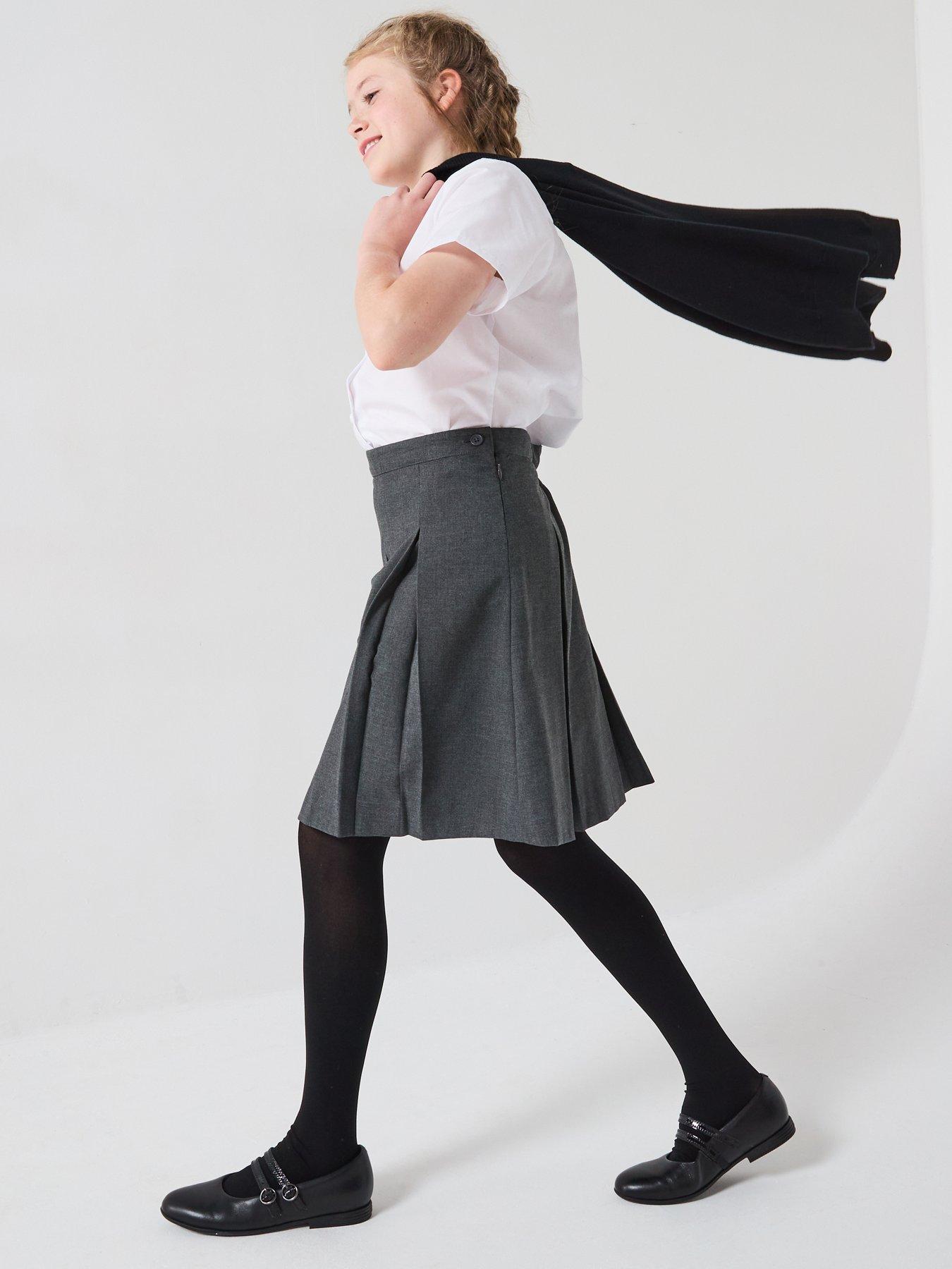 Image 1 of 7 of Everyday Girls 2 Pack Classic Pleated School Skirts - Grey