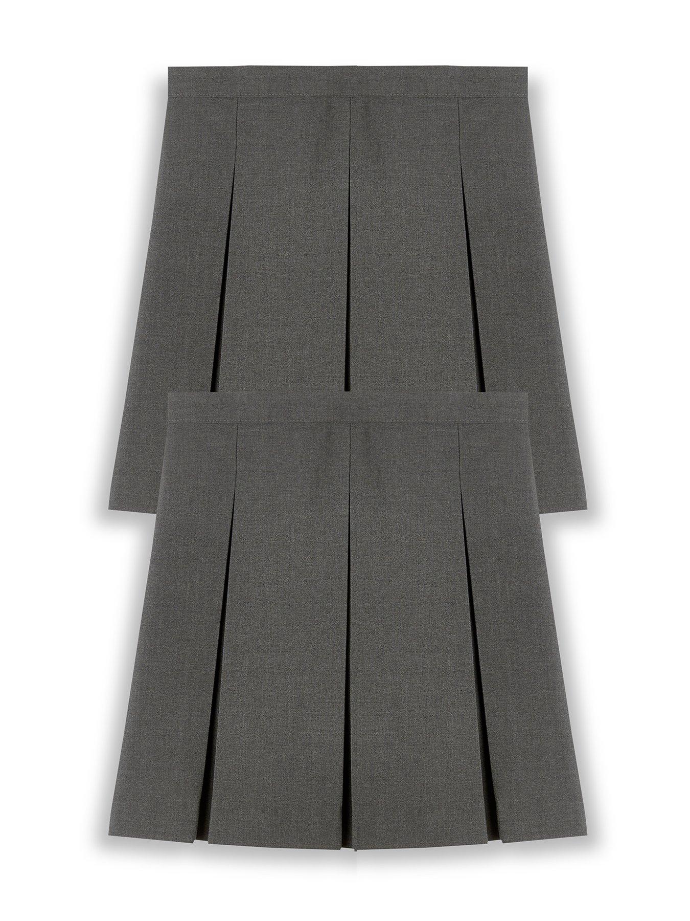  image of the-very-collection-girls-2-pack-classic-pleated-school-skirts-grey