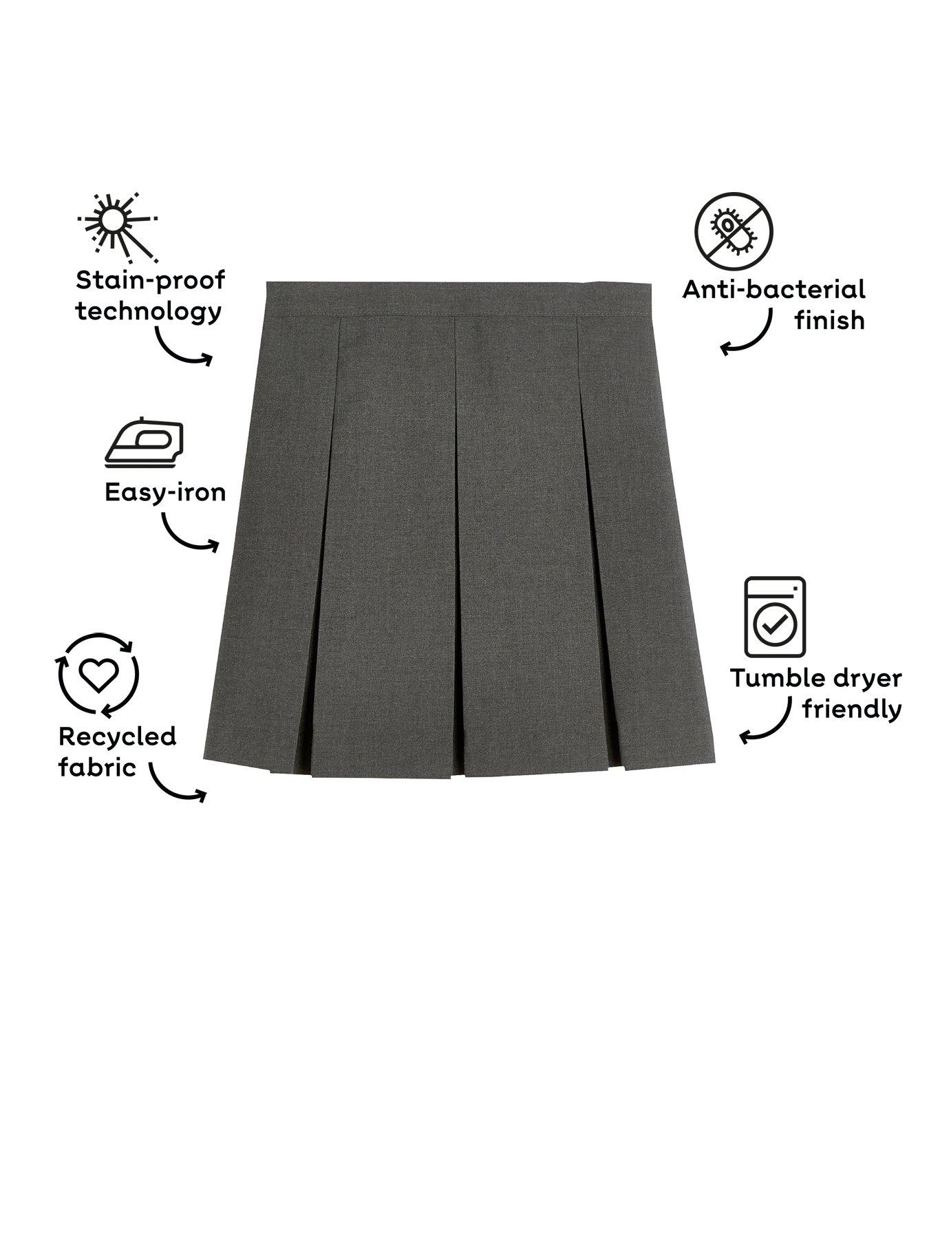  image of the-very-collection-girls-2-pack-classic-pleated-school-skirts-grey
