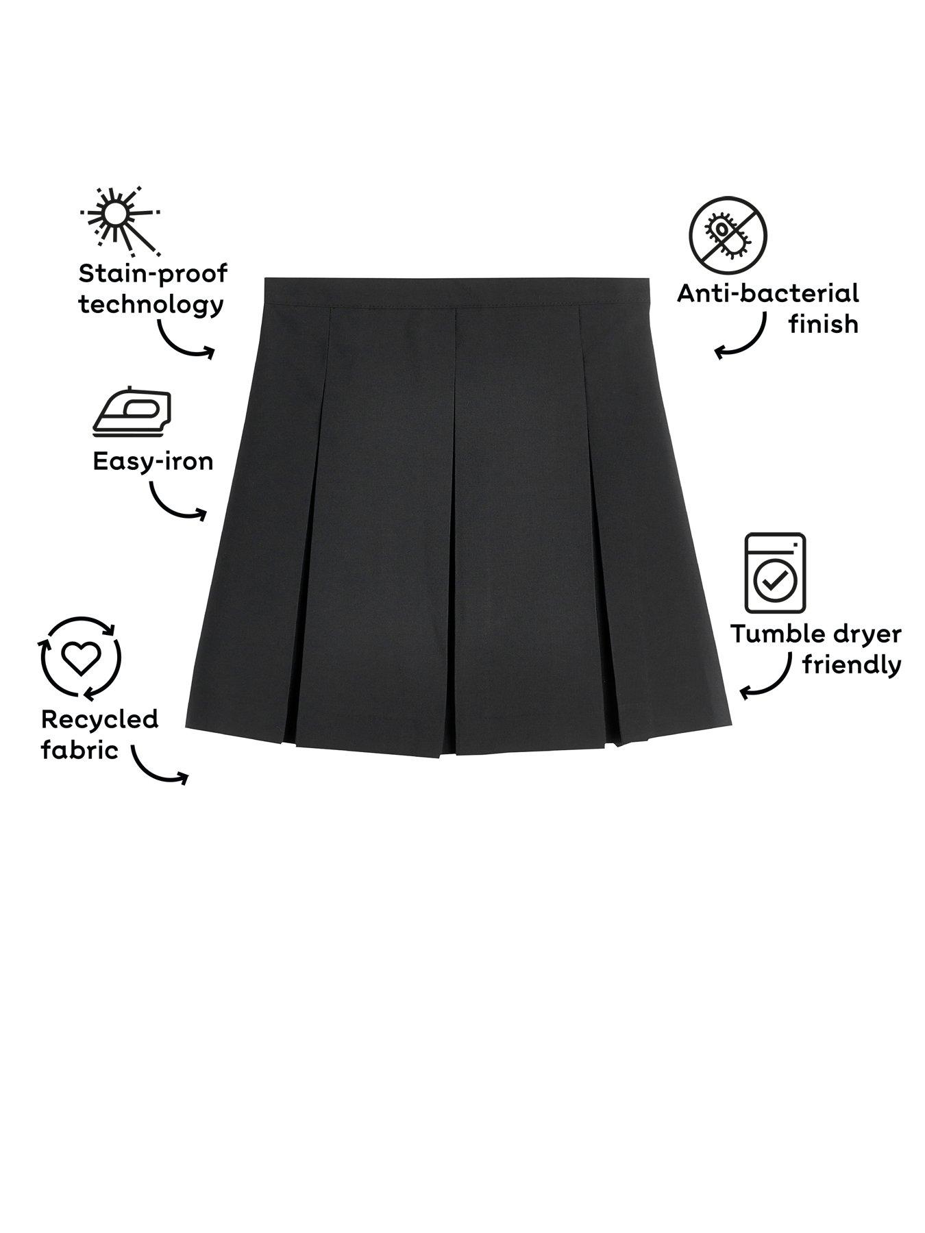  image of the-very-collection-girls-2-pack-classic-pleated-water-repellentnbspschool-skirts-black