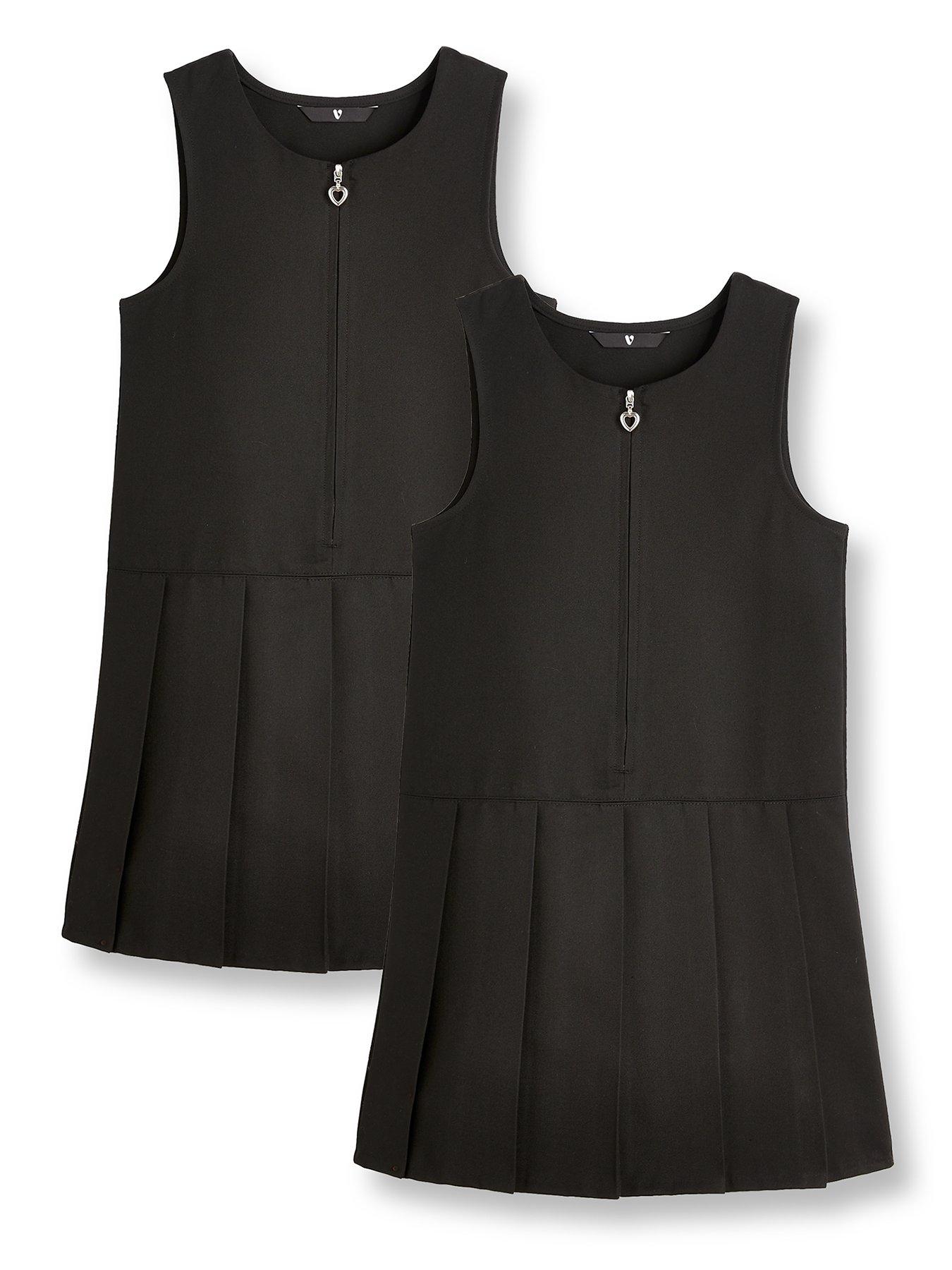 Image 2 of 6 of The Very Collection Girls 2 Pack Water-Repellent Zip Front Pinafore Dress - Black