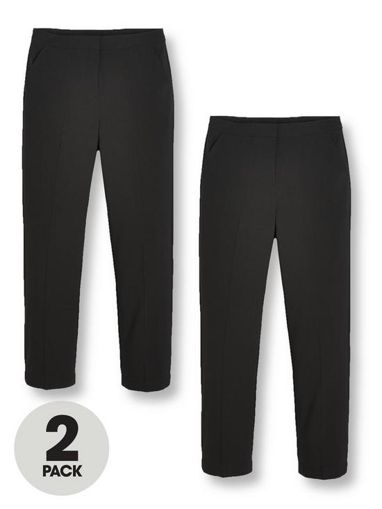 front image of v-by-very-girls-2-pack-woven-school-trouser-regular-fitnbsp--black