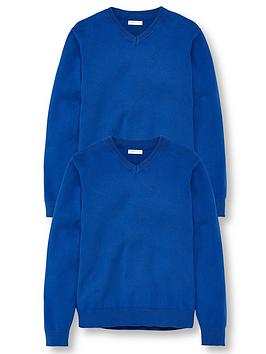V by Very V By Very Unisex 2 Pack V-Neck School Jumper - Royal Blue Picture