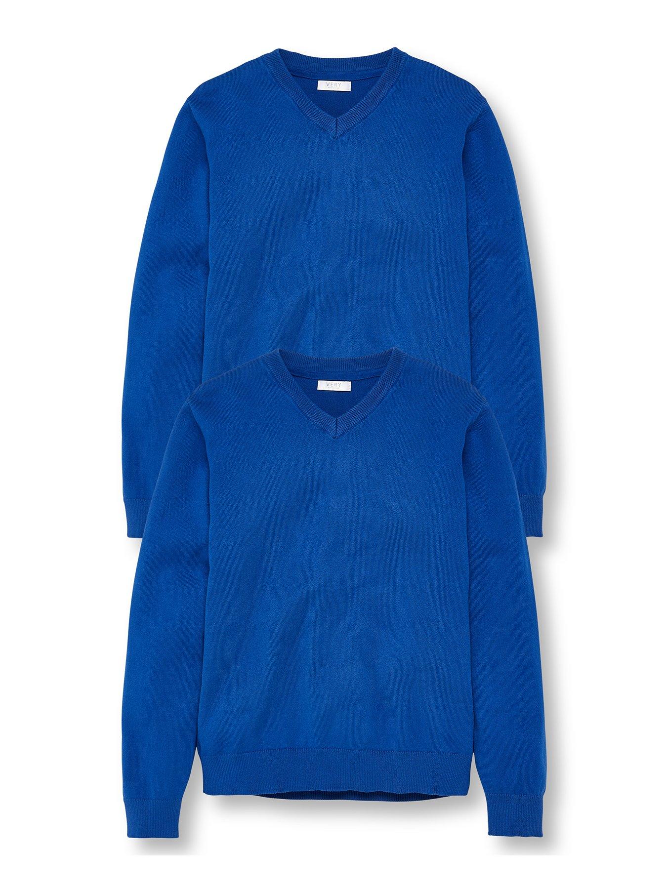 The Very Collection Unisex 2 Pack V-Neck School Jumper - Royal Blue