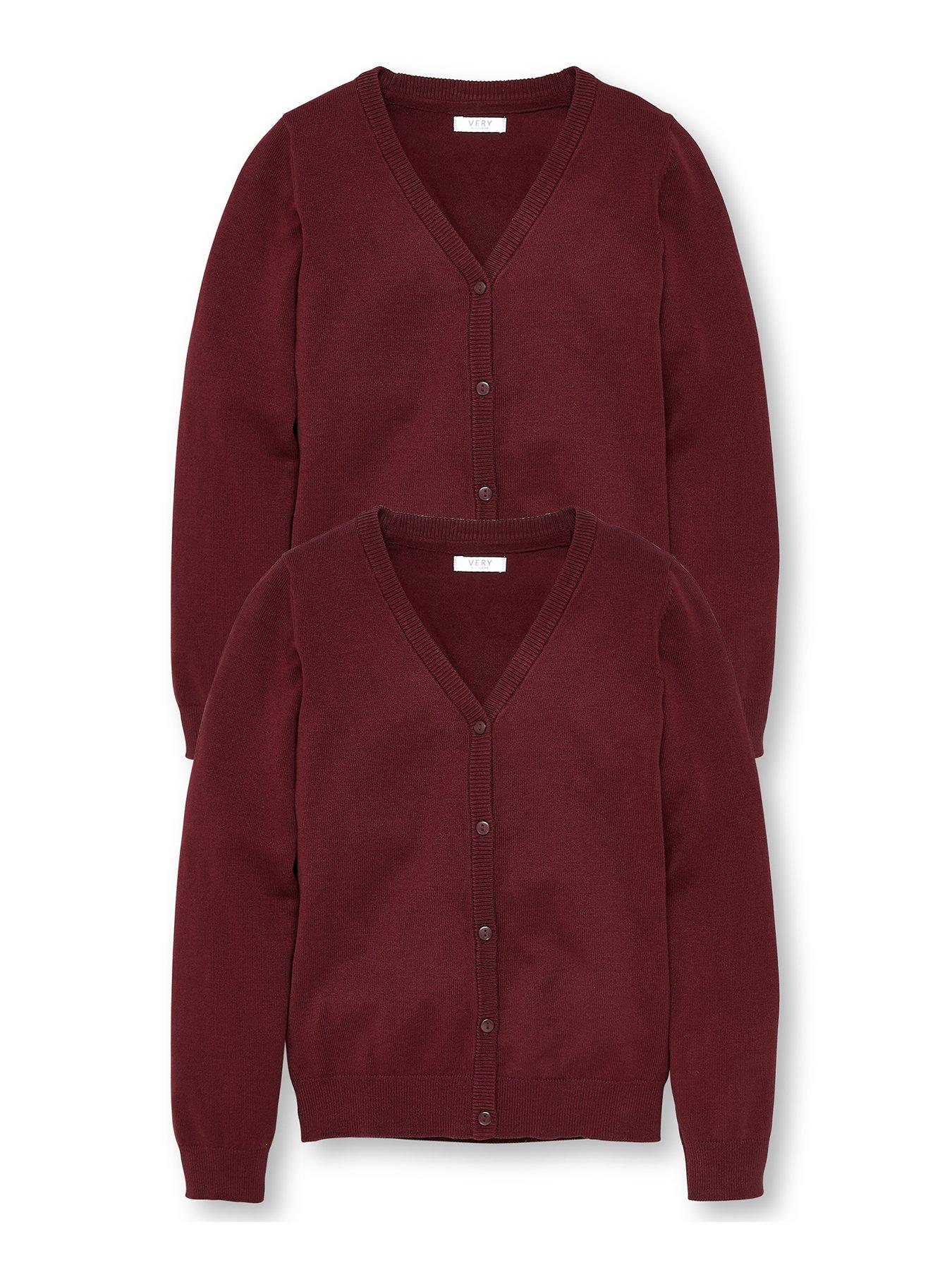 Image 2 of 6 of Everyday Girls 2 Pack School Cardigans - Burgundy