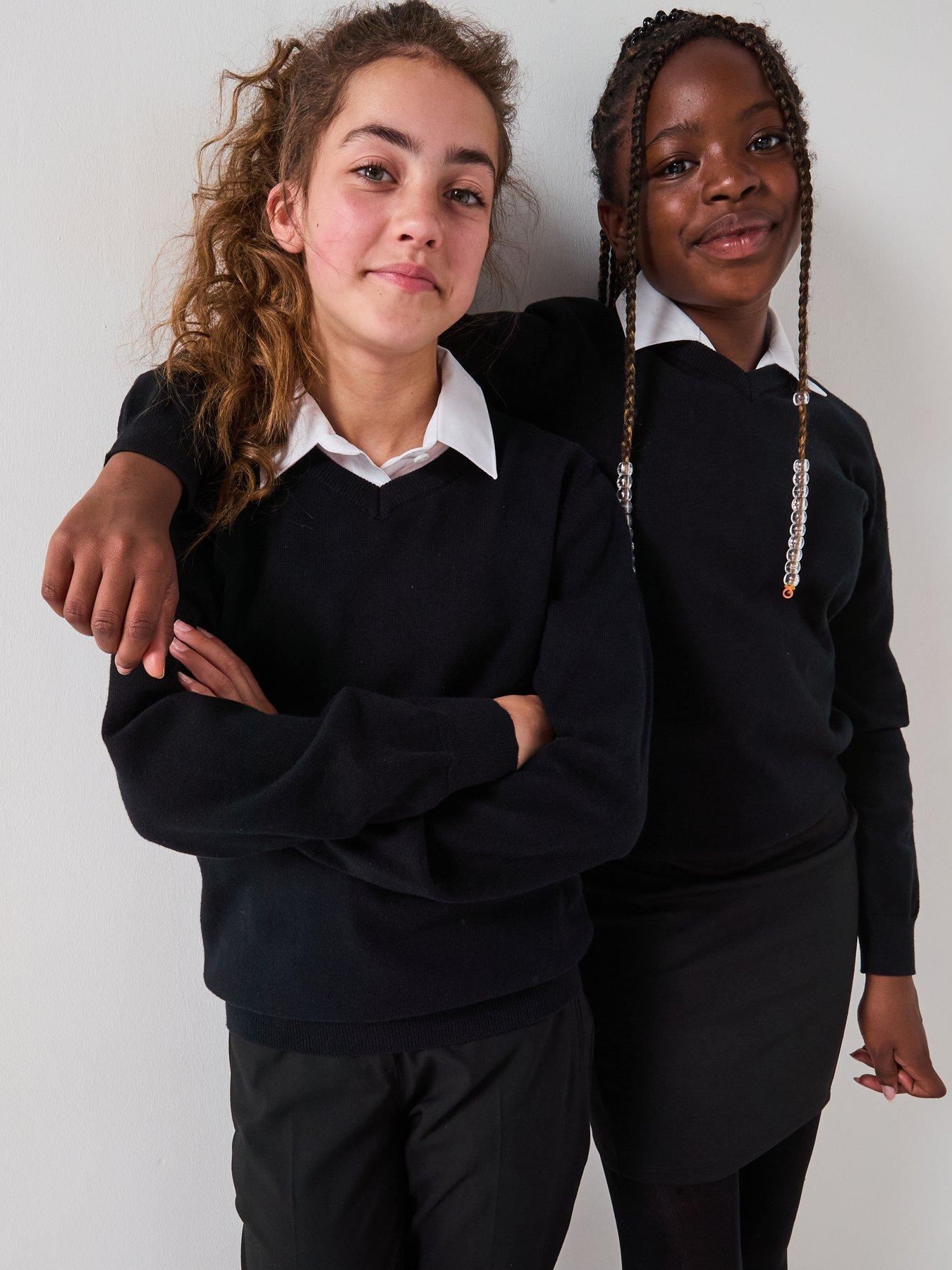 the-very-collection-unisex-2-pack-v-neck-school-jumper-black