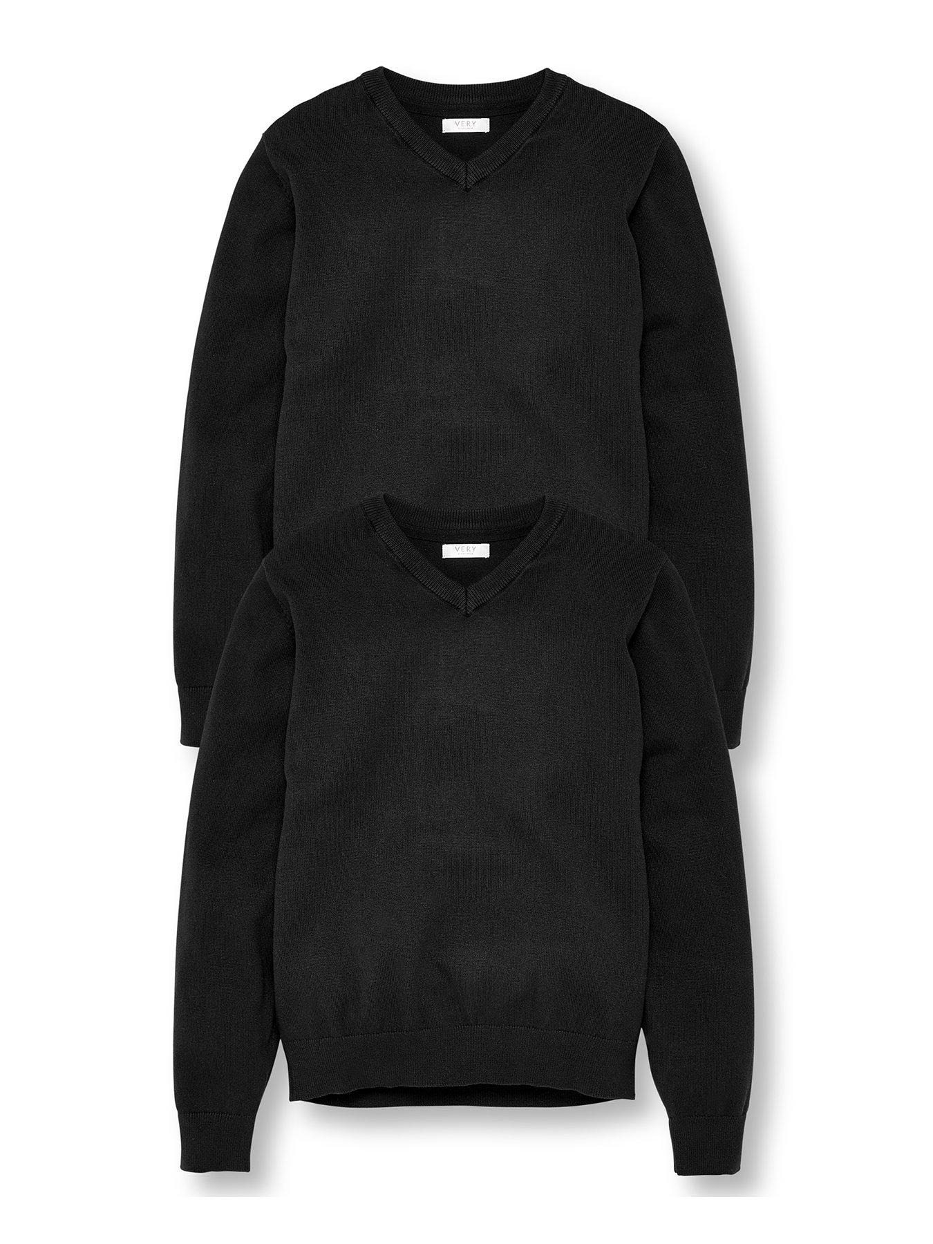 Image 2 of 6 of The Very Collection Unisex 2 Pack V-Neck School Jumper - Black