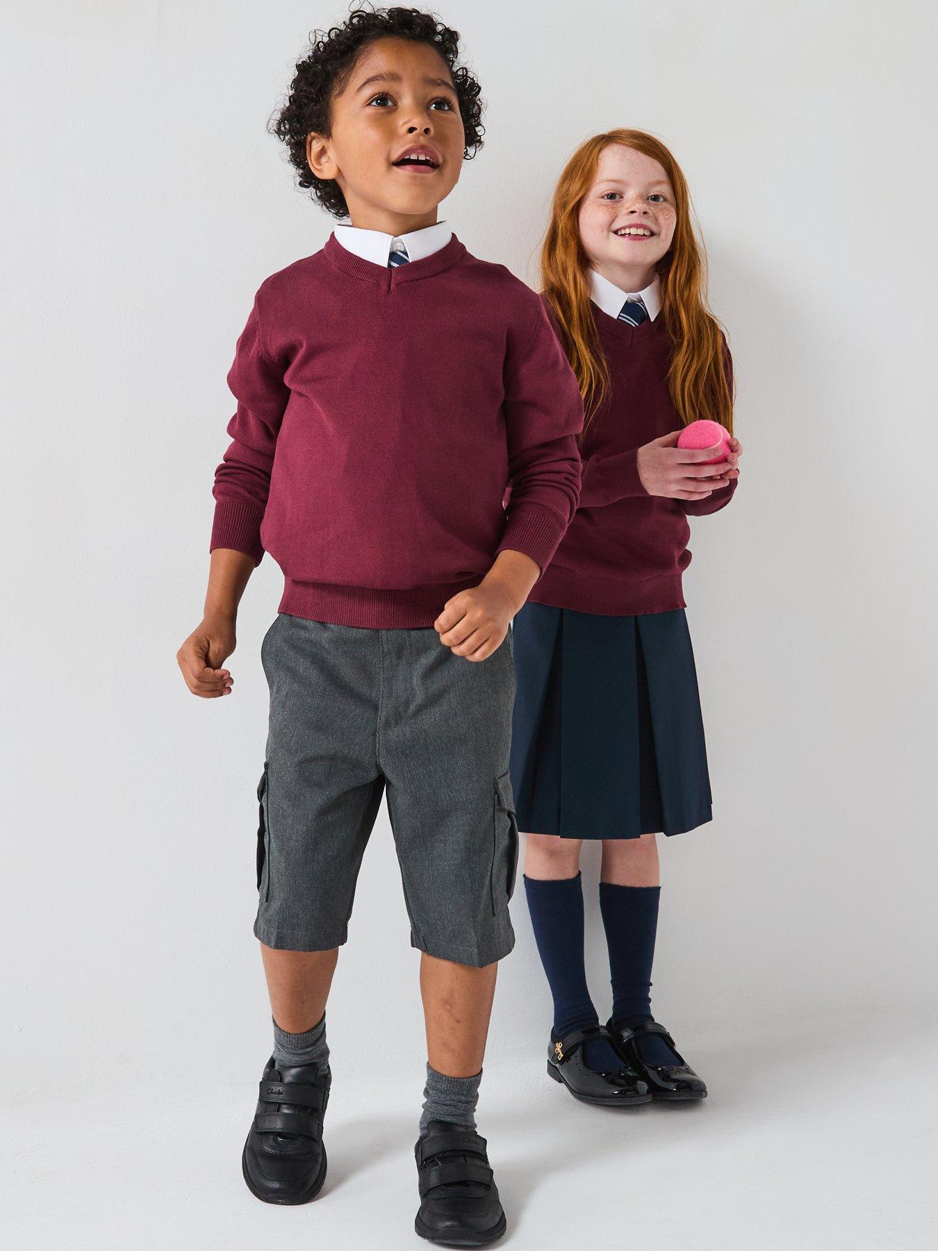 undefined Unisex 2 Pack V-Neck School Jumper - Burgundy
