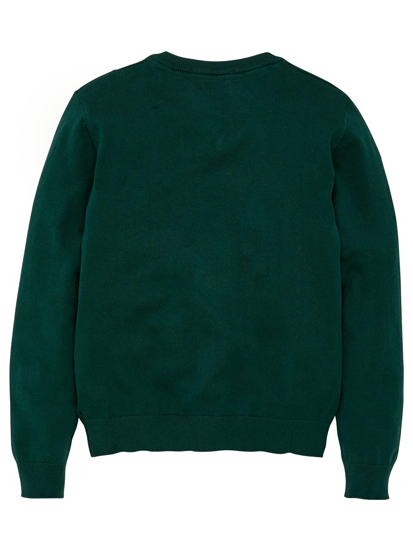 Unisex 2 Pack V Neck School Jumpers Green