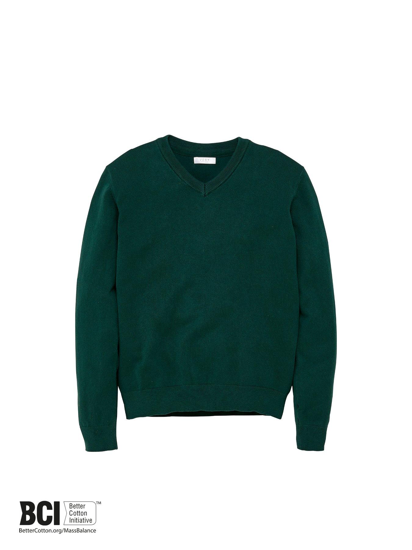  image of everyday-unisex-2-pack-v-neck-school-jumpers-green