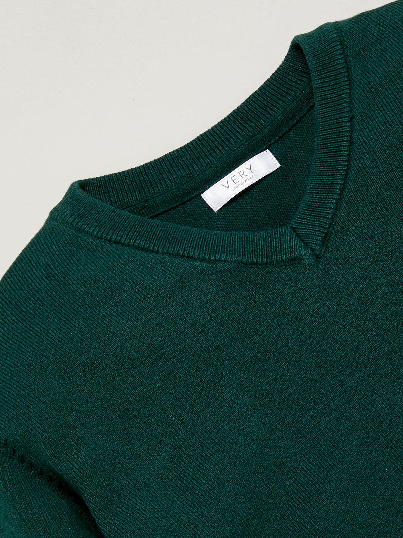  image of everyday-unisex-2-pack-v-neck-school-jumpers-green