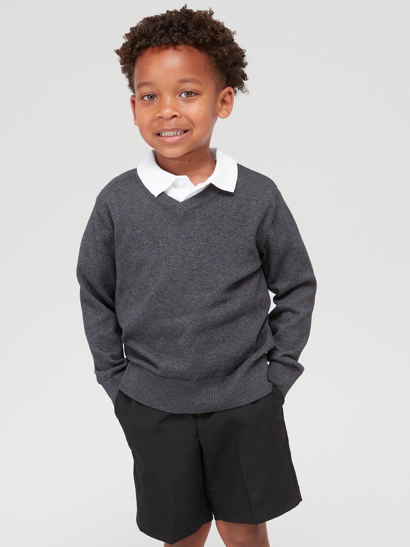 Everyday Unisex 2 Pack V Neck School Jumper Charcoal littlewoods