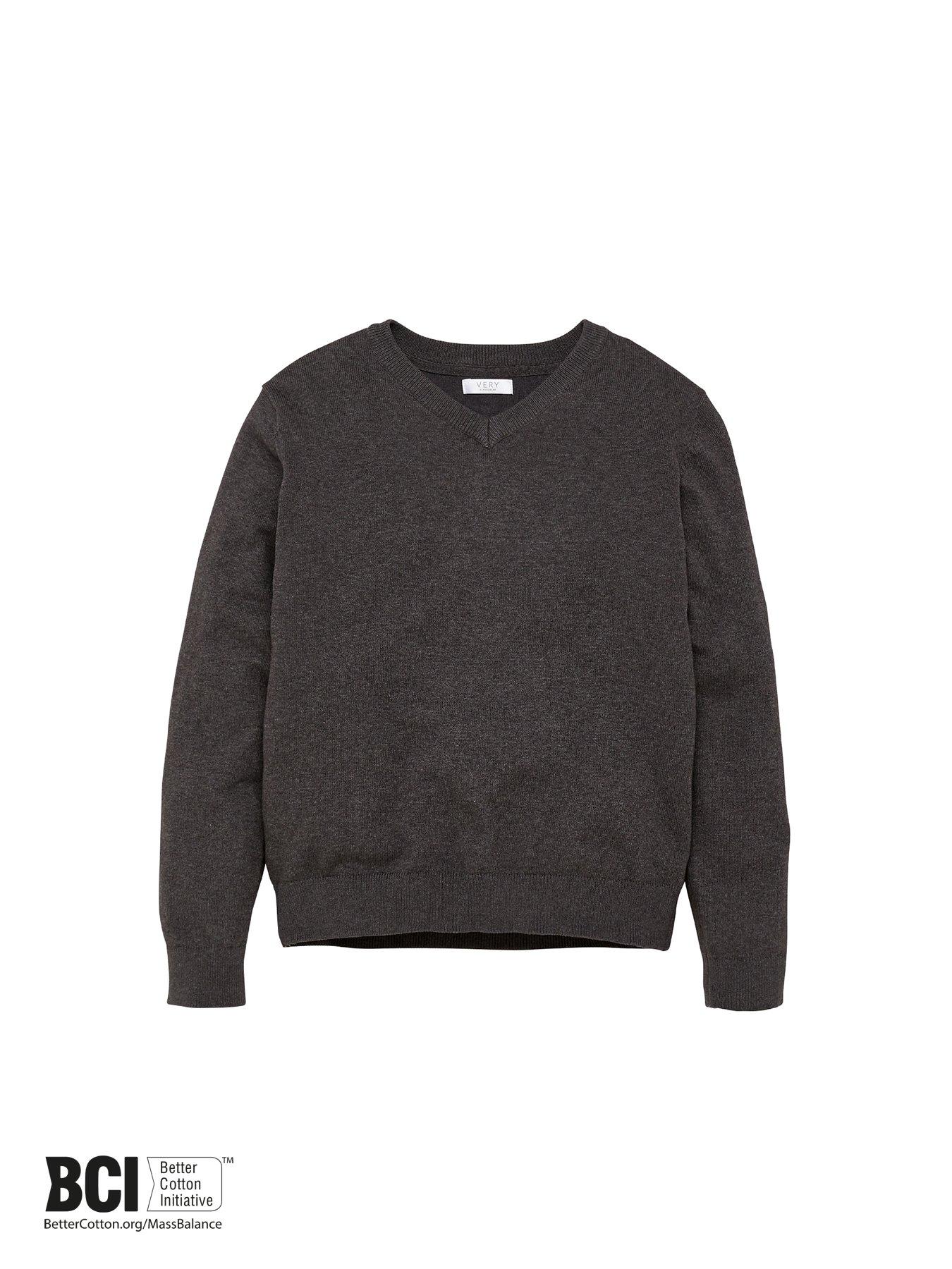 Image 4 of 6 of The Very Collection Unisex 2 Pack V-Neck School Jumper - Charcoal