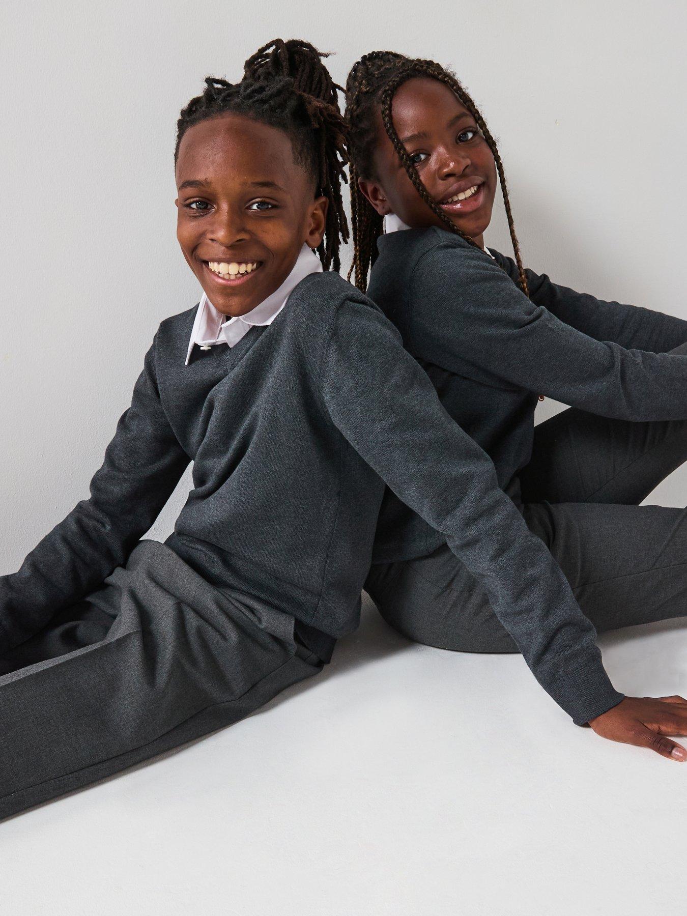 Image 6 of 6 of The Very Collection Unisex 2 Pack V-Neck School Jumper - Charcoal