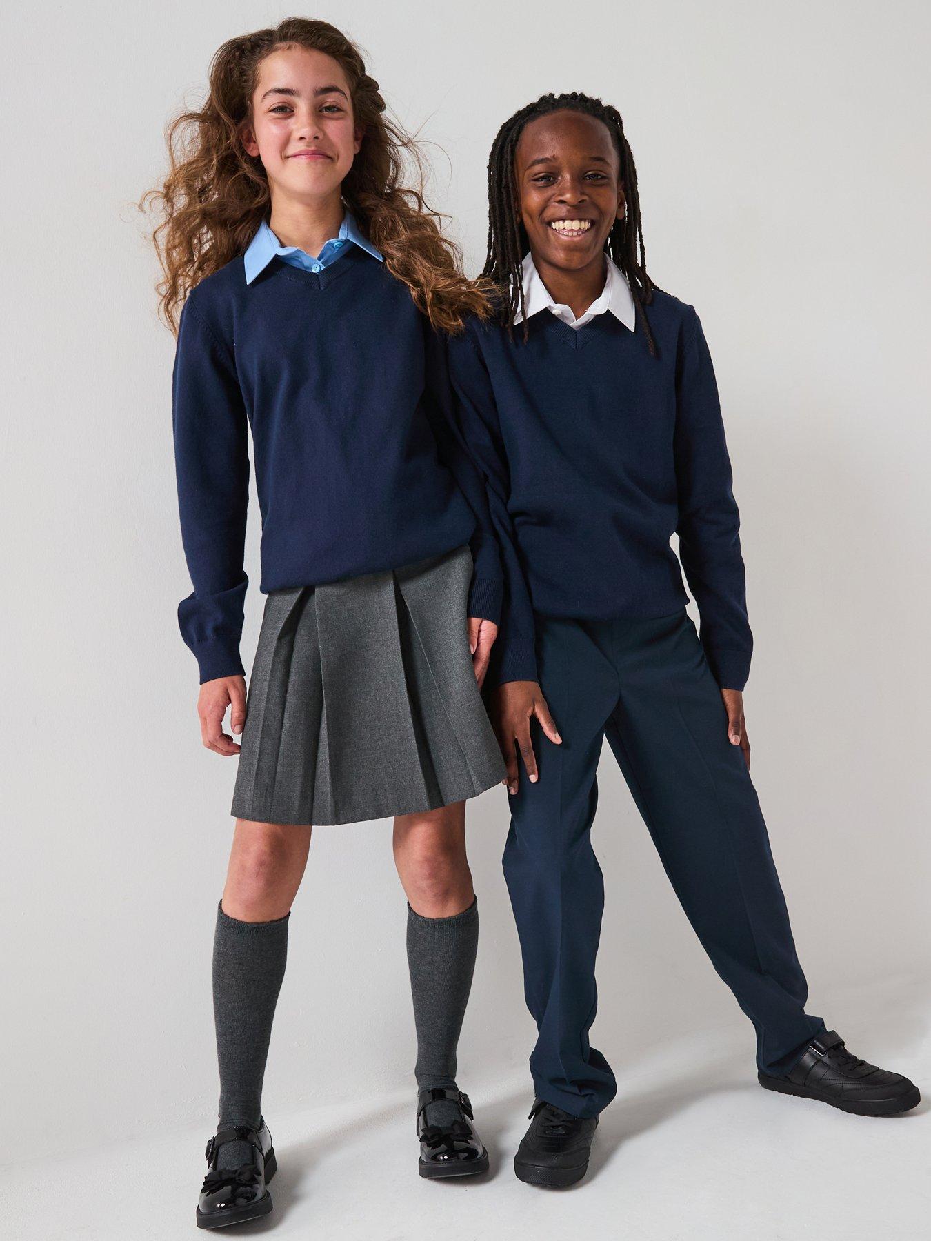 undefined Unisex 2 Pack V-Neck School Jumper - Navy