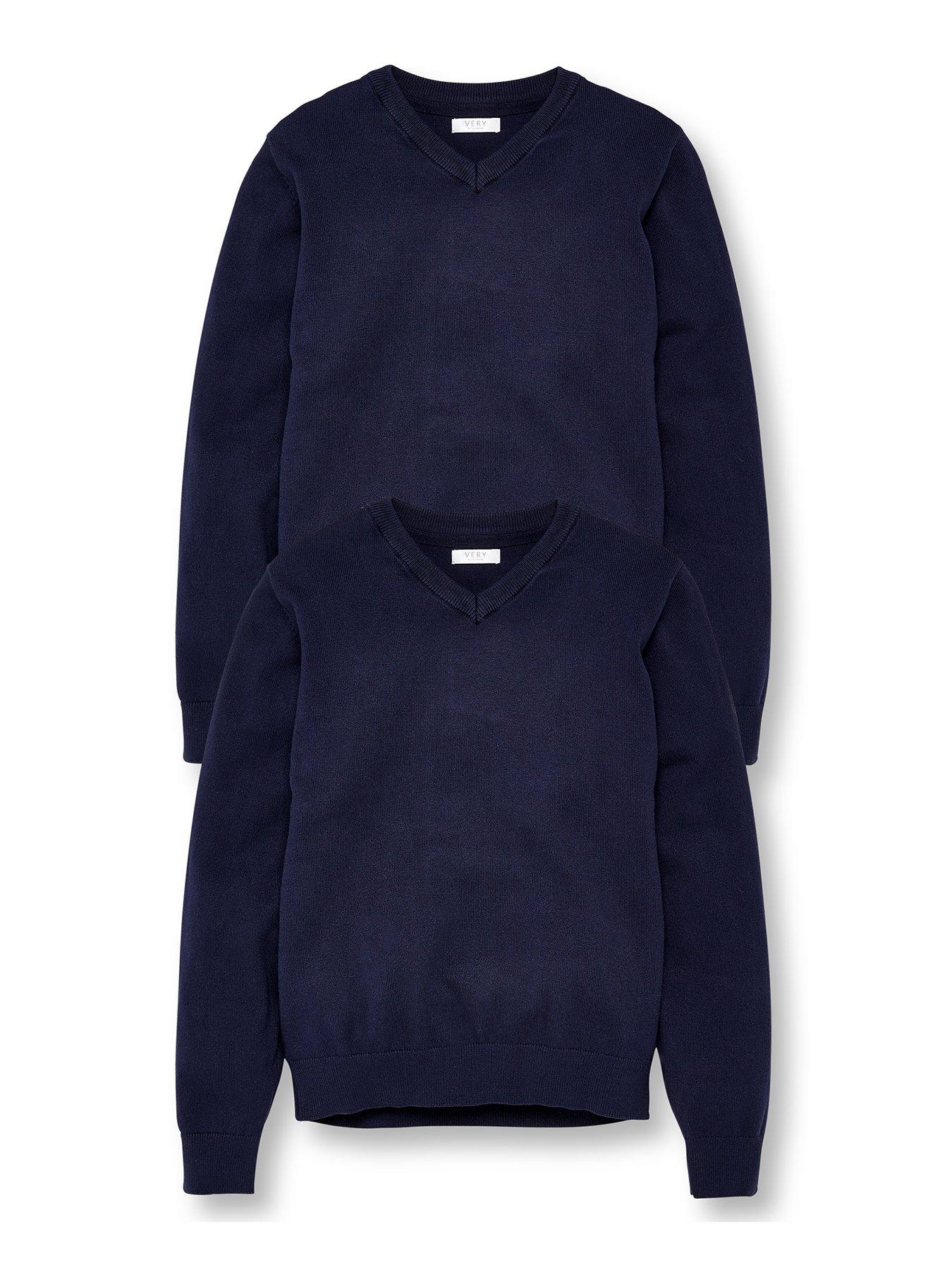 Image 2 of 6 of The Very Collection Unisex 2 Pack V-Neck School Jumpers - Navy
