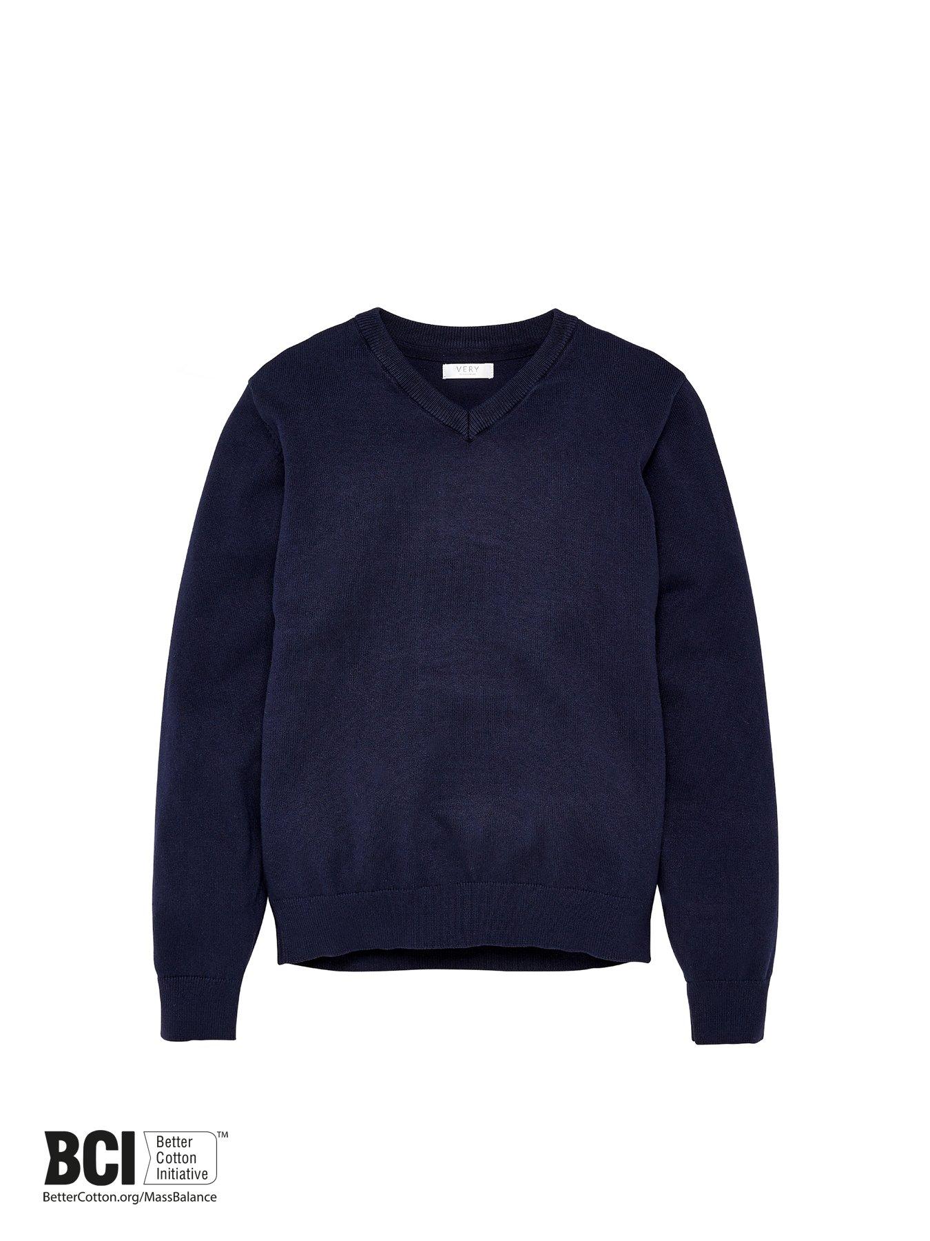 Image 4 of 6 of The Very Collection Unisex 2 Pack V-Neck School Jumpers - Navy