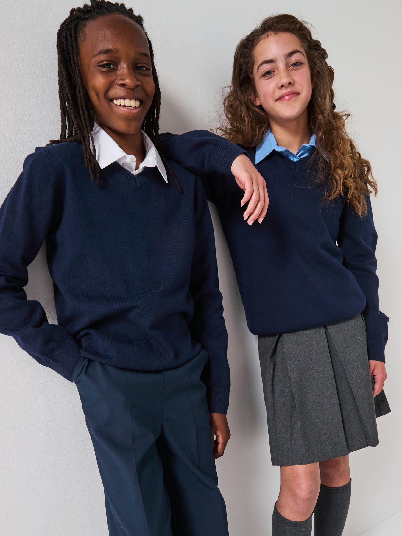 Image 6 of 6 of The Very Collection Unisex 2 Pack V-Neck School Jumpers - Navy