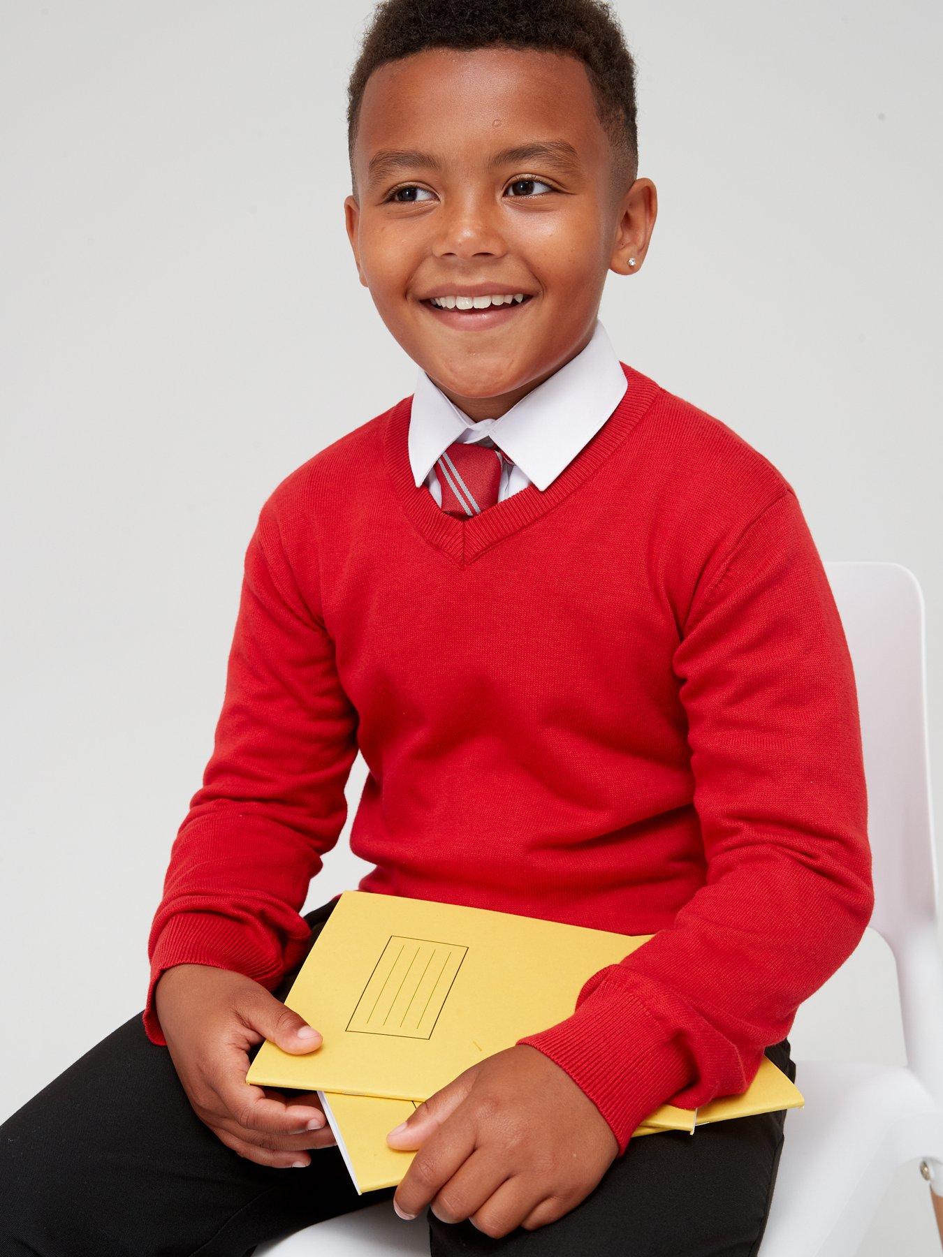 everyday-unisex-2-pack-v-neck-school-jumper-red