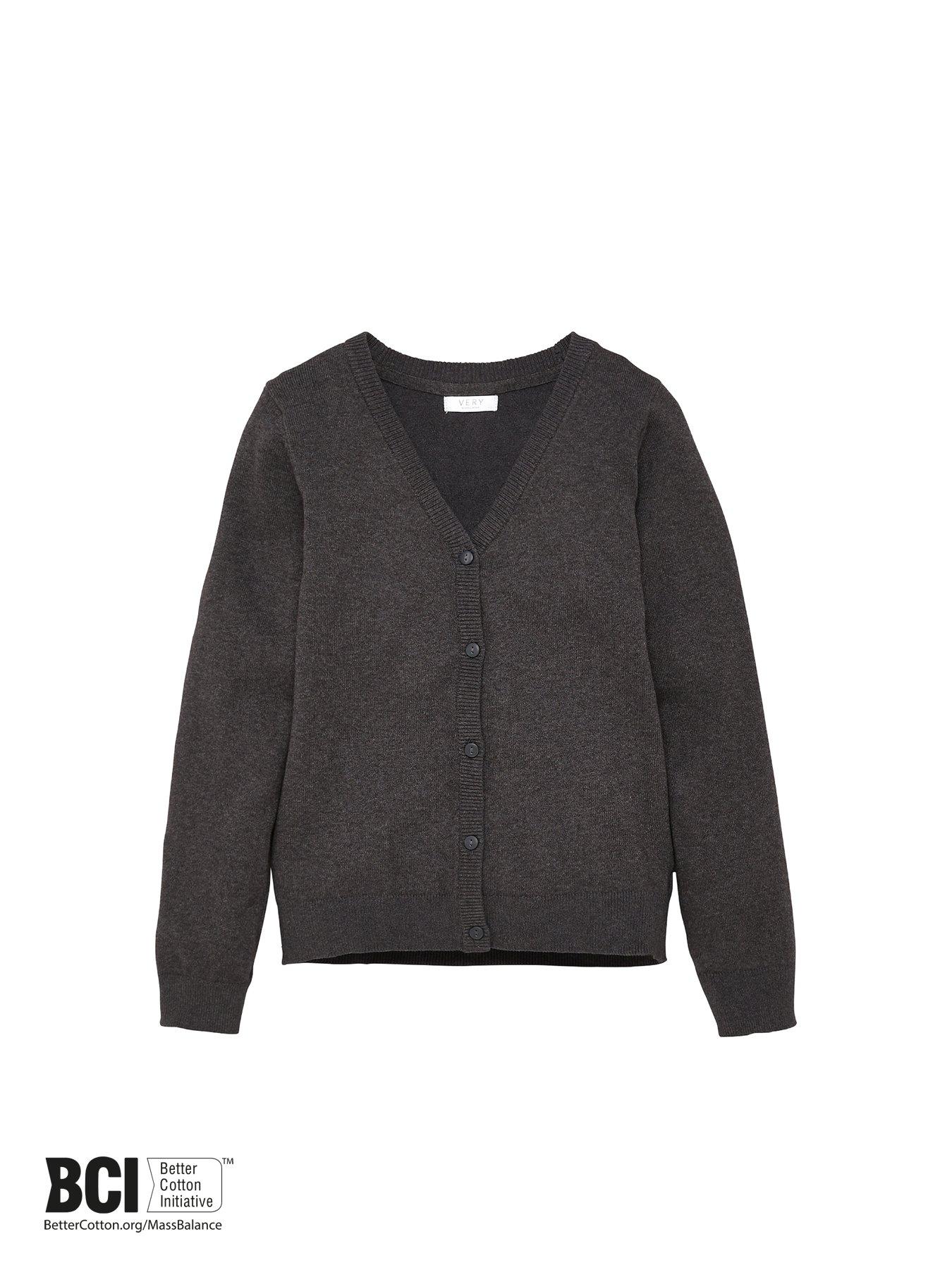 Image 3 of 4 of The Very Collection Girls 2 Pack School Cardigans - Charcoal