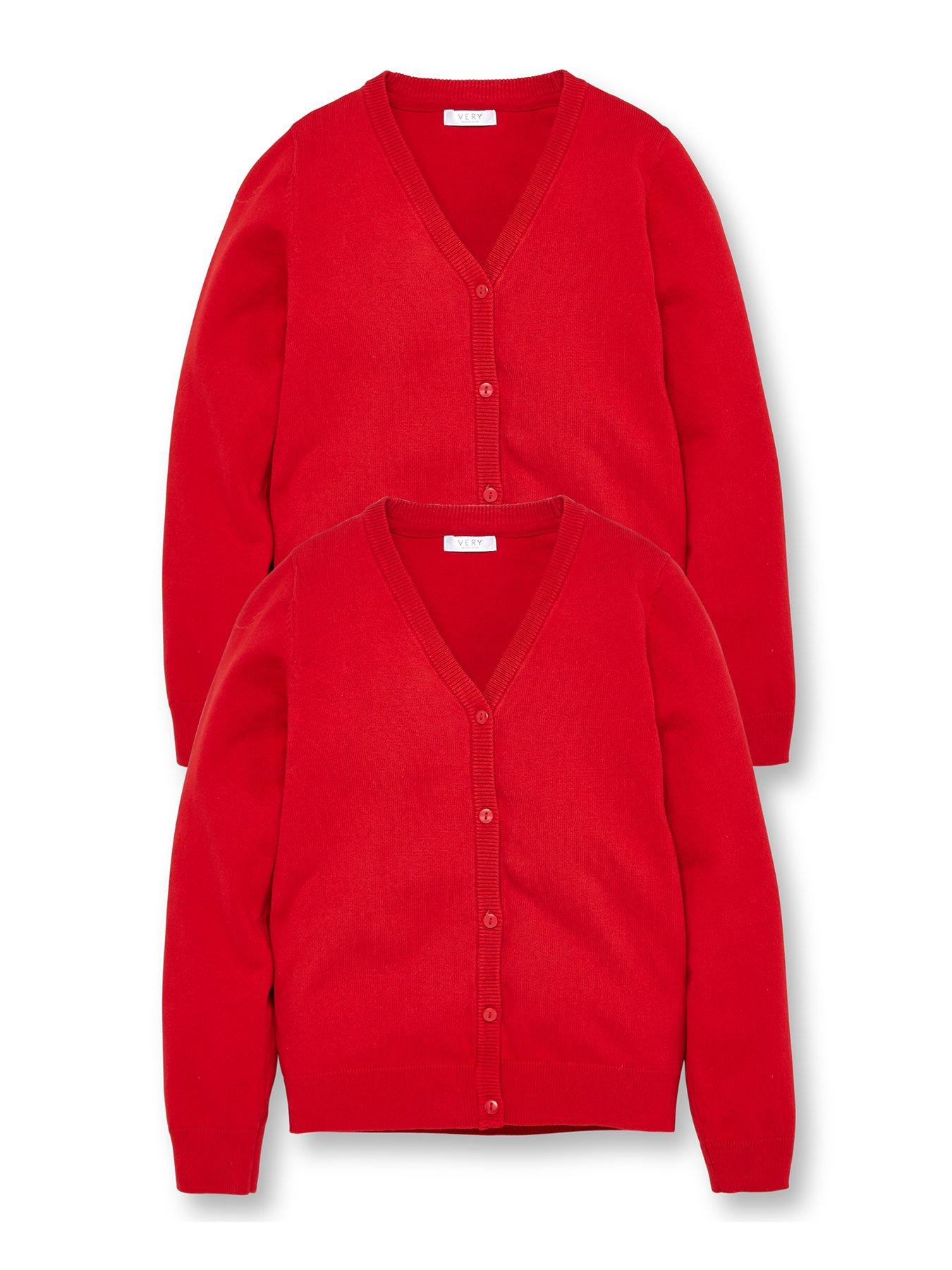 Image 2 of 6 of The Very Collection Girls 2 Pack School Cardigans - Red