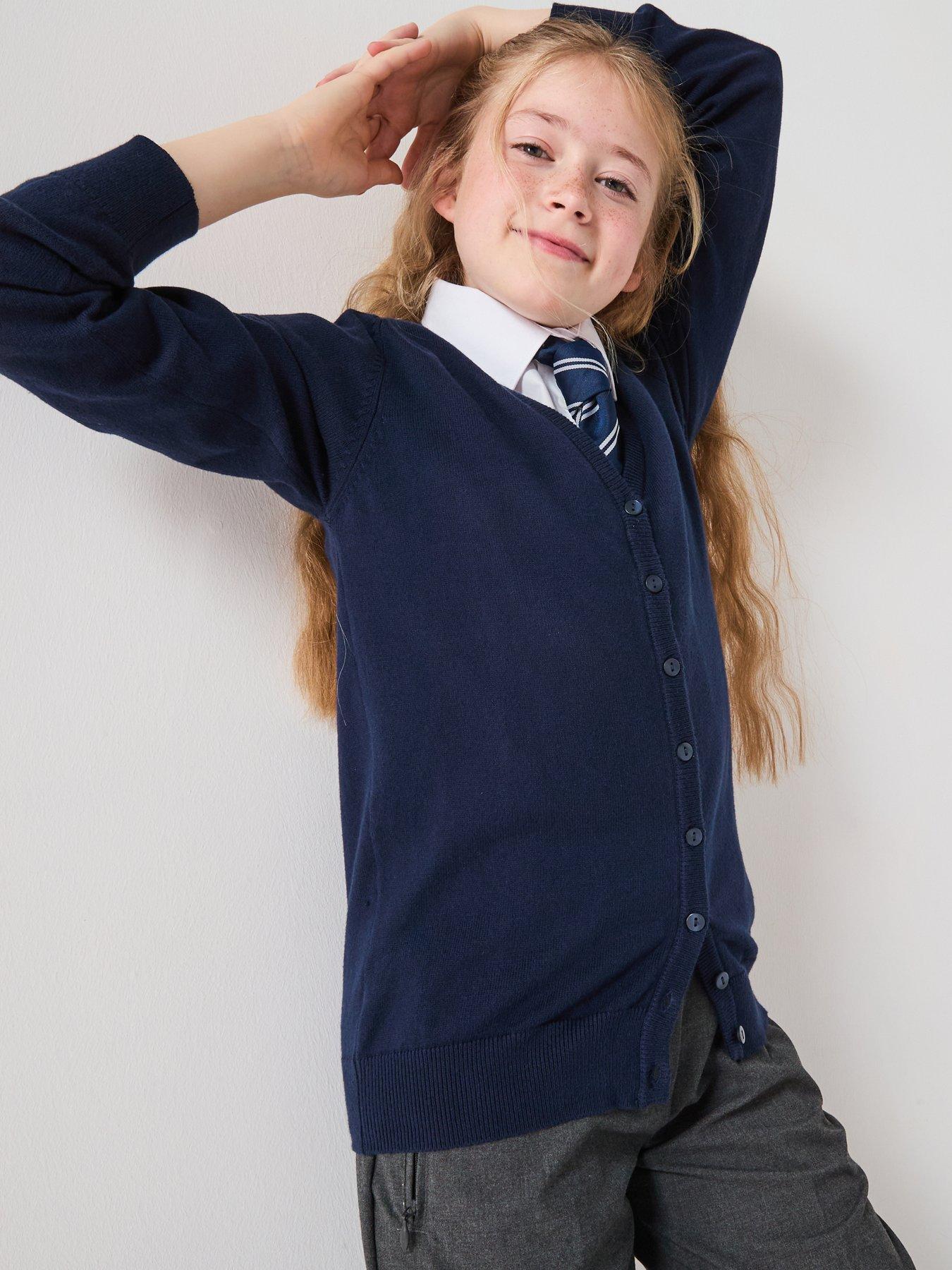 undefined Girls 2 Pack School Cardigans - Navy