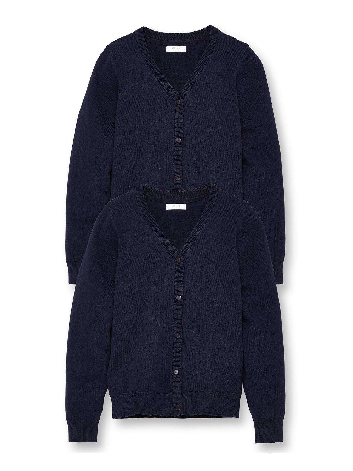 Image 2 of 6 of The Very Collection Girls 2 Pack Cotton-Rich V-Neck Button Cardigans - Navy