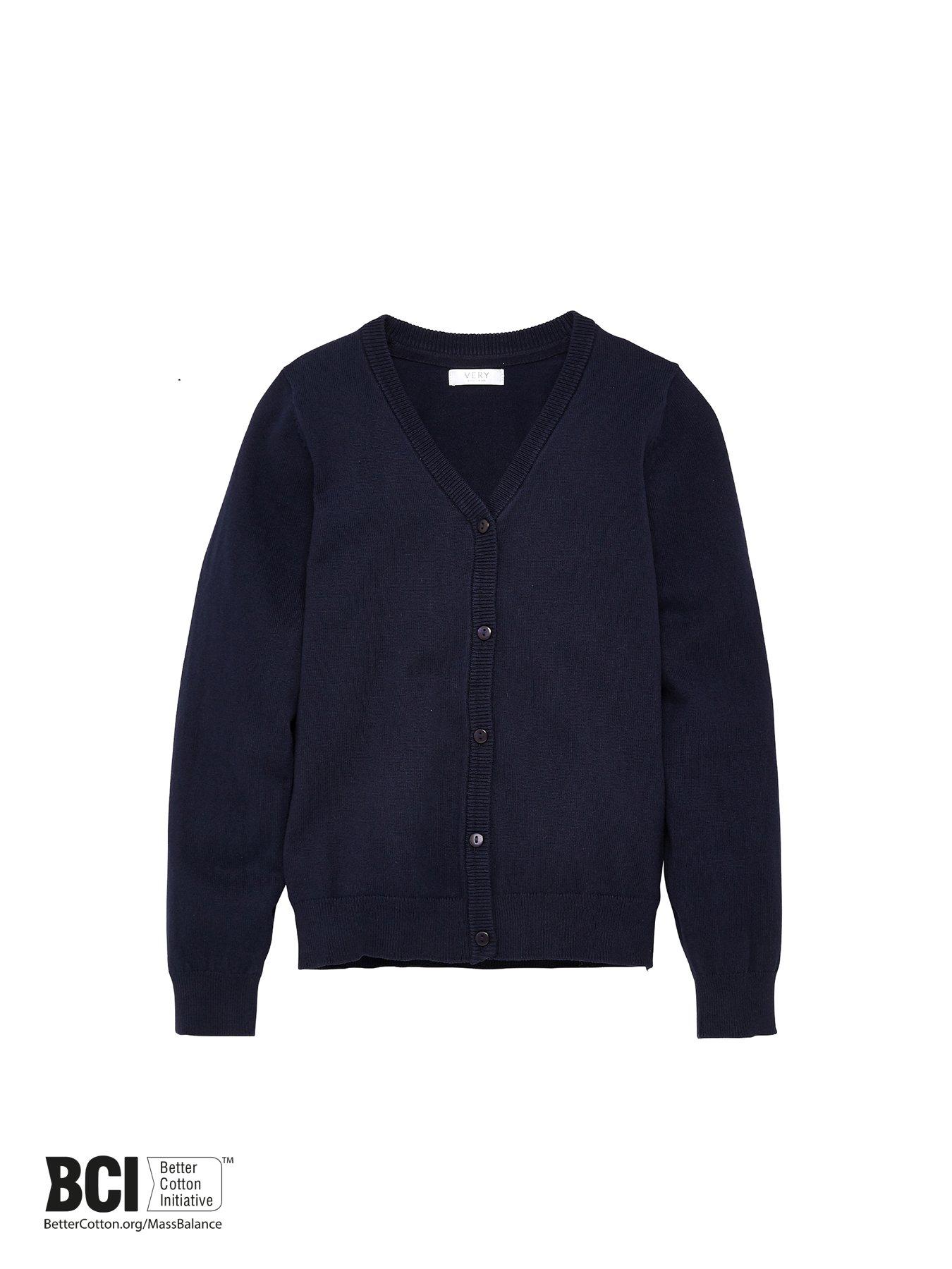 Image 4 of 6 of The Very Collection Girls 2 Pack Cotton-Rich V-Neck Button Cardigans - Navy