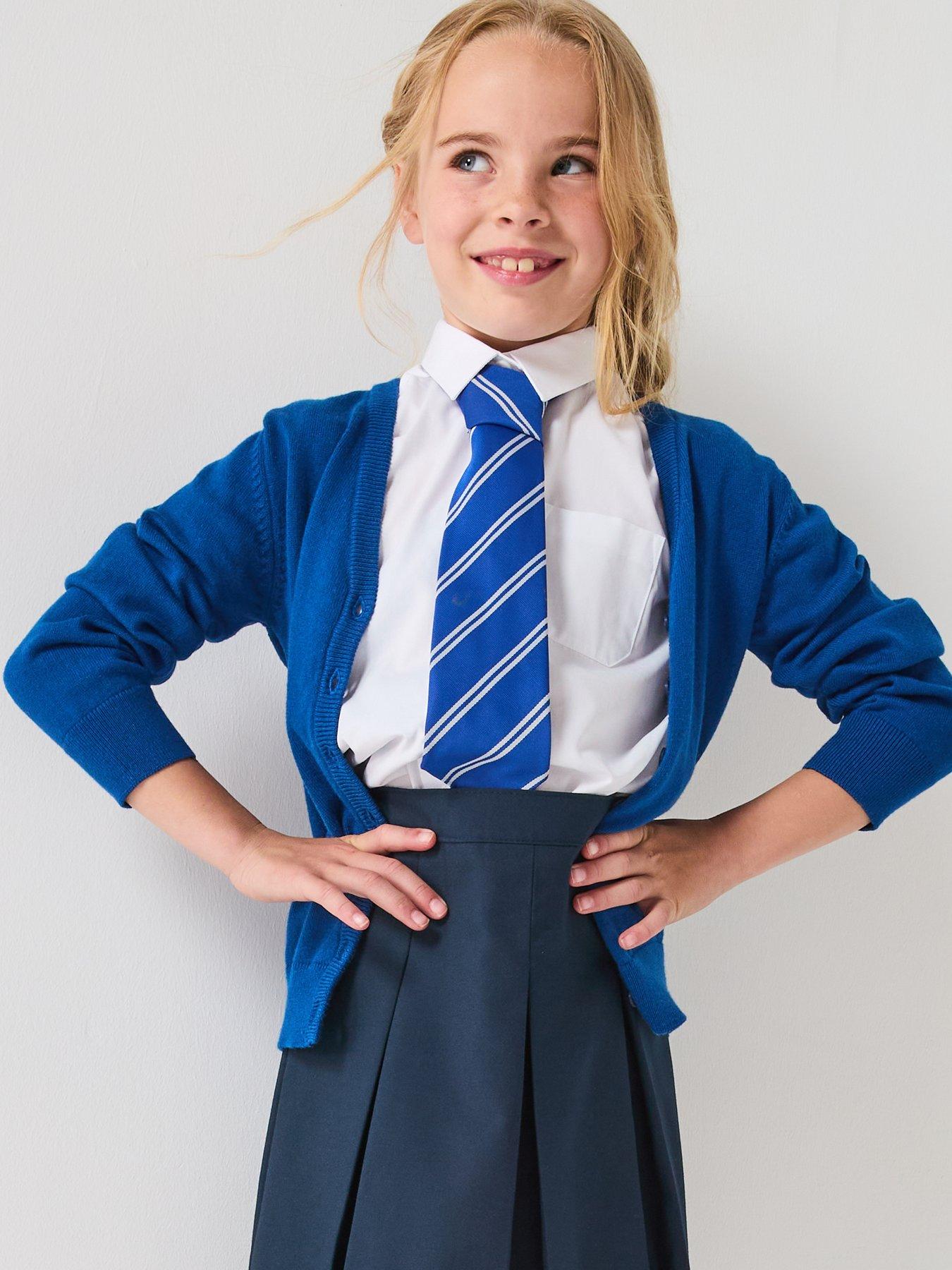 undefined Girls 2 Pack School Cardigans - Royal Blue