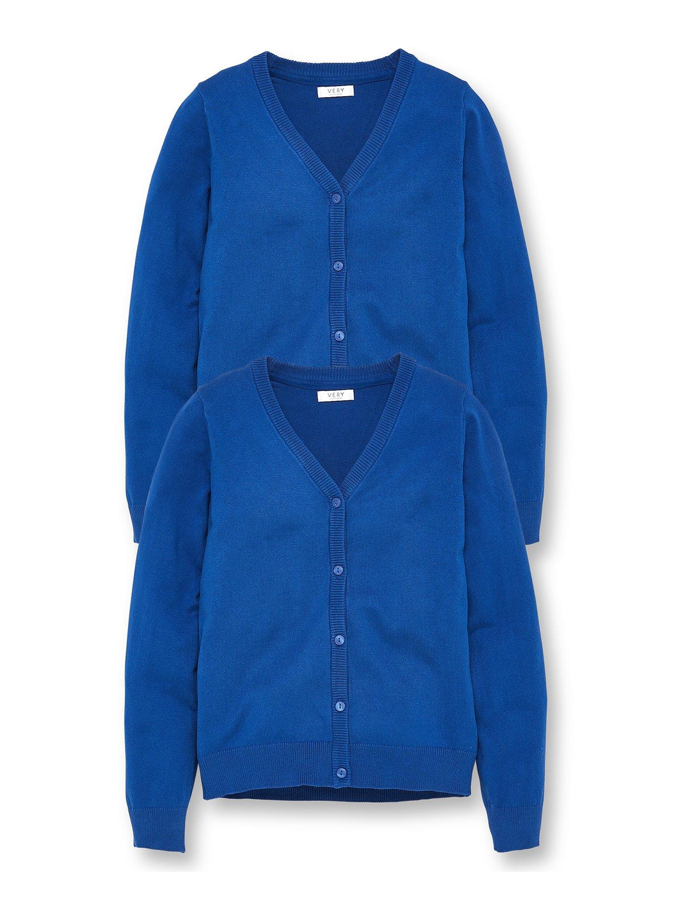 Image 2 of 6 of The Very Collection Girls 2 Pack Cotton-Blend Button Through Cardigans - Royal