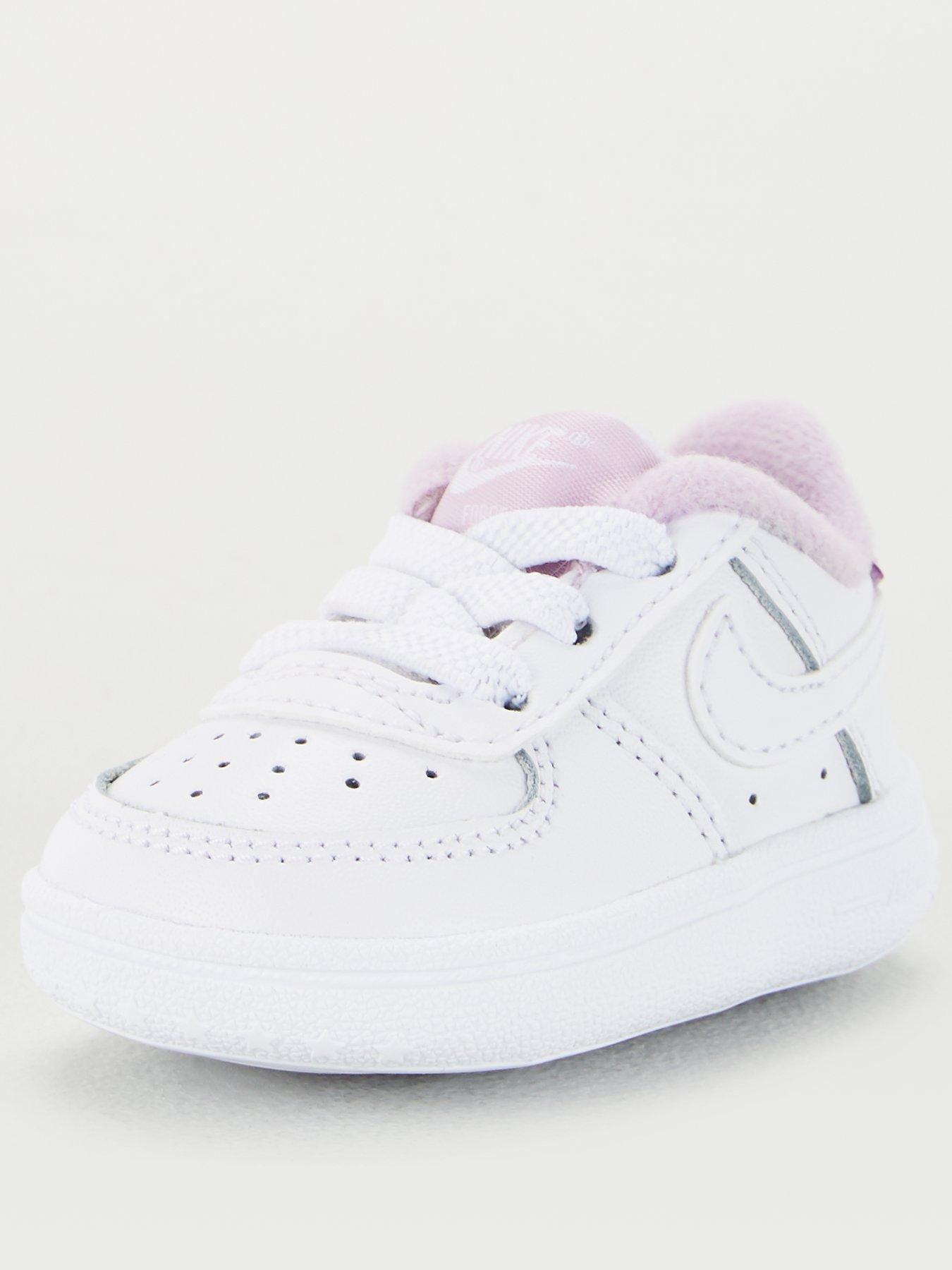 Nike Force 1 Crib Shoes White Lilac Littlewoods Com