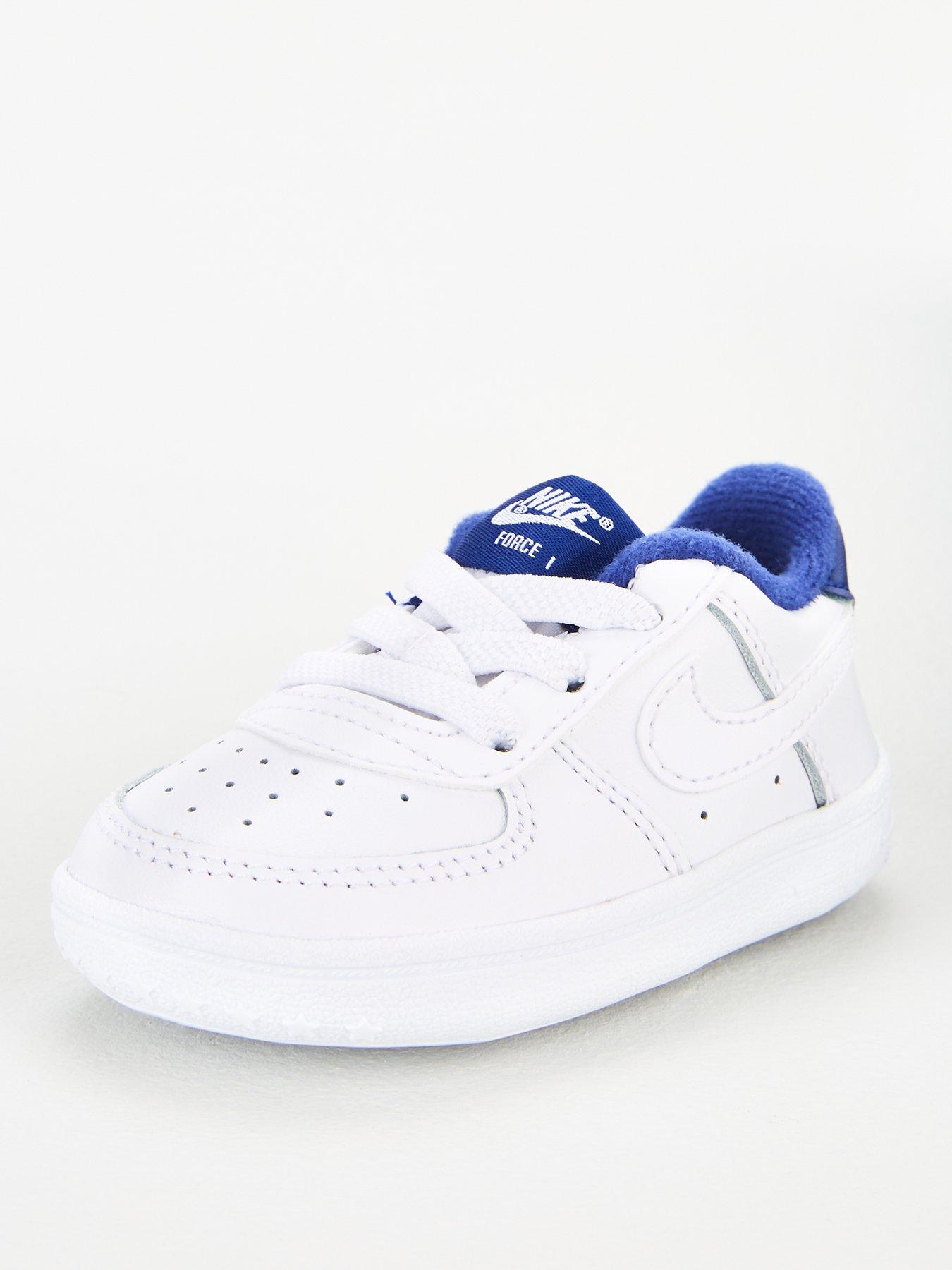 Nike Force 1 Crib Shoes White Blue Littlewoods Com