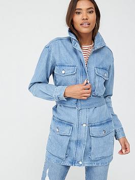 V by Very V By Very Denim Belted Utility Jacket - Mid Wash Picture