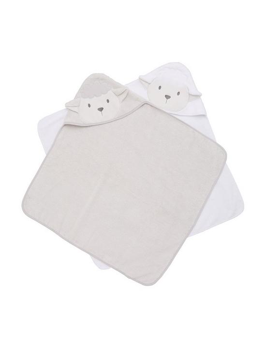 front image of v-by-very-baby-giftingnbspunisex-2-pack-lambnbsptowels-cream