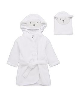 V by Very V By Very Baby Unisex 2 Piece Lamb Robe Wash Mitt Set - Cream Picture