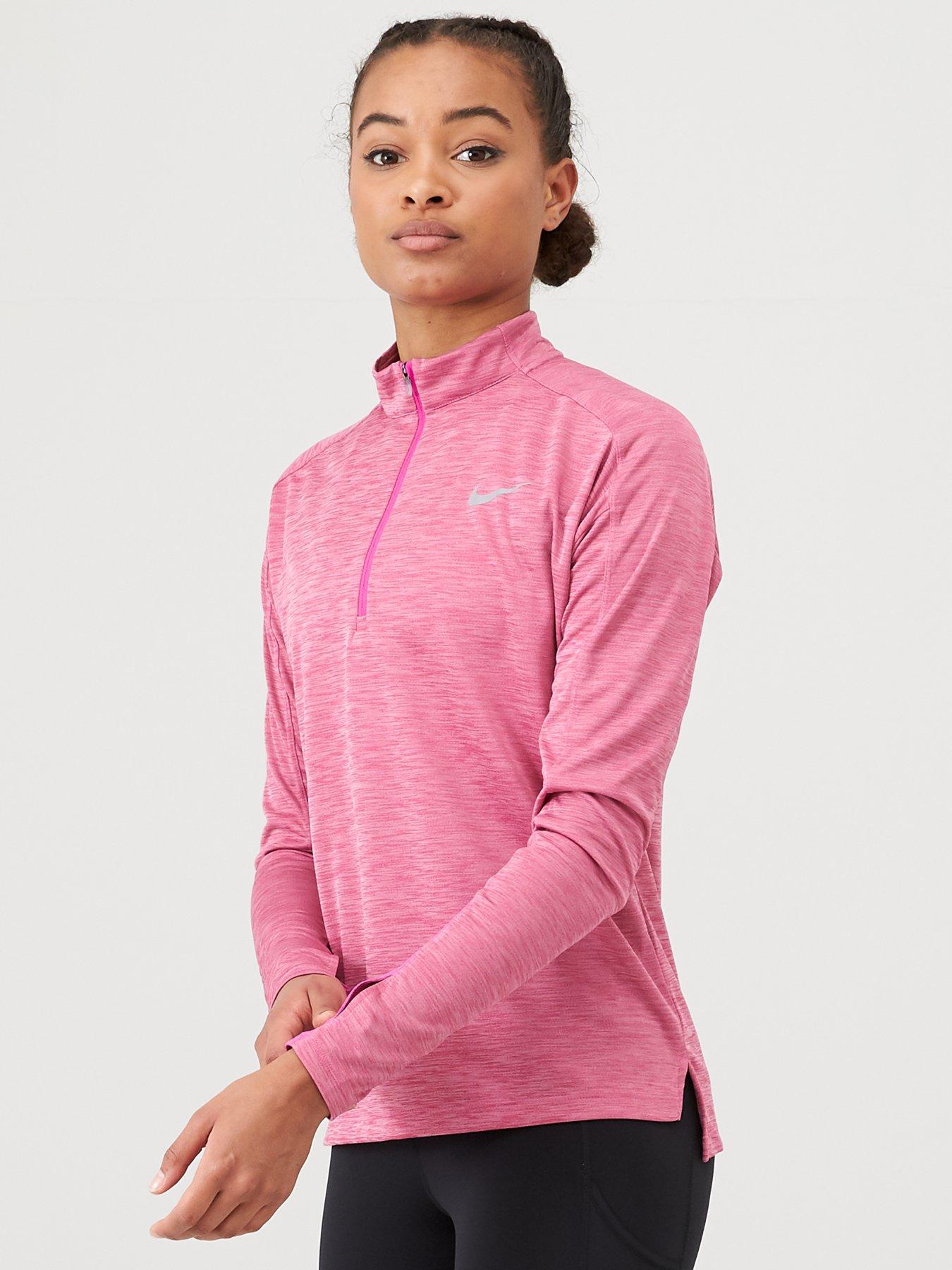 pink half zip running top