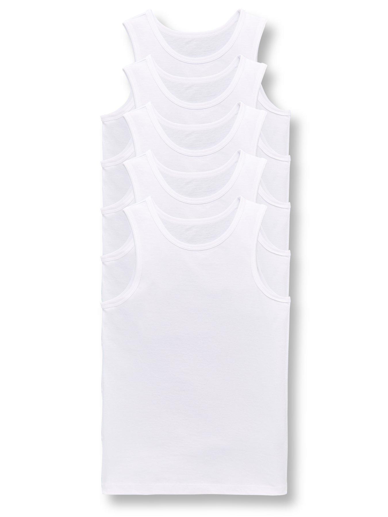 The Very Collection Boys 5 Pack Sleeveless School Vests - White