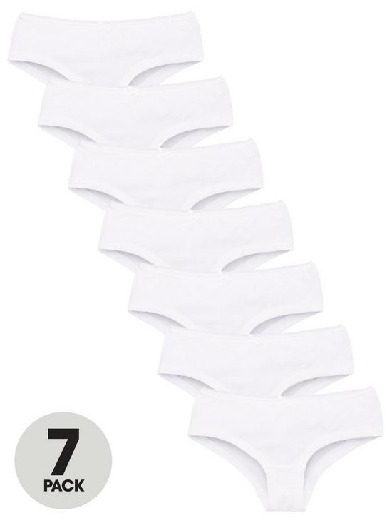 front image of everyday-girls-7-pack-plain-hipster-school-briefs-white