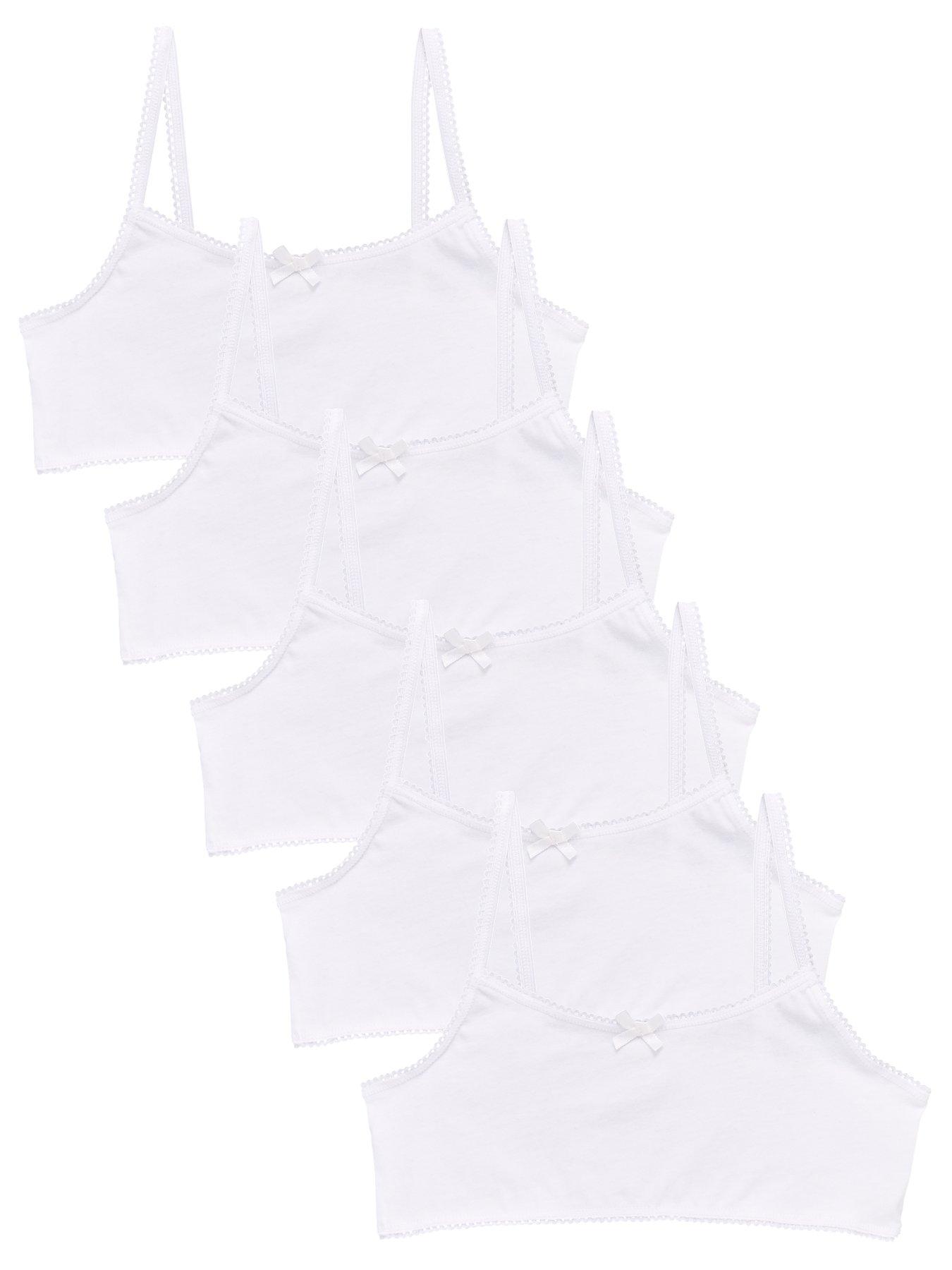 Image 1 of 4 of The Very Collection Girls 5 Pack Plain School Crop Tops - White
