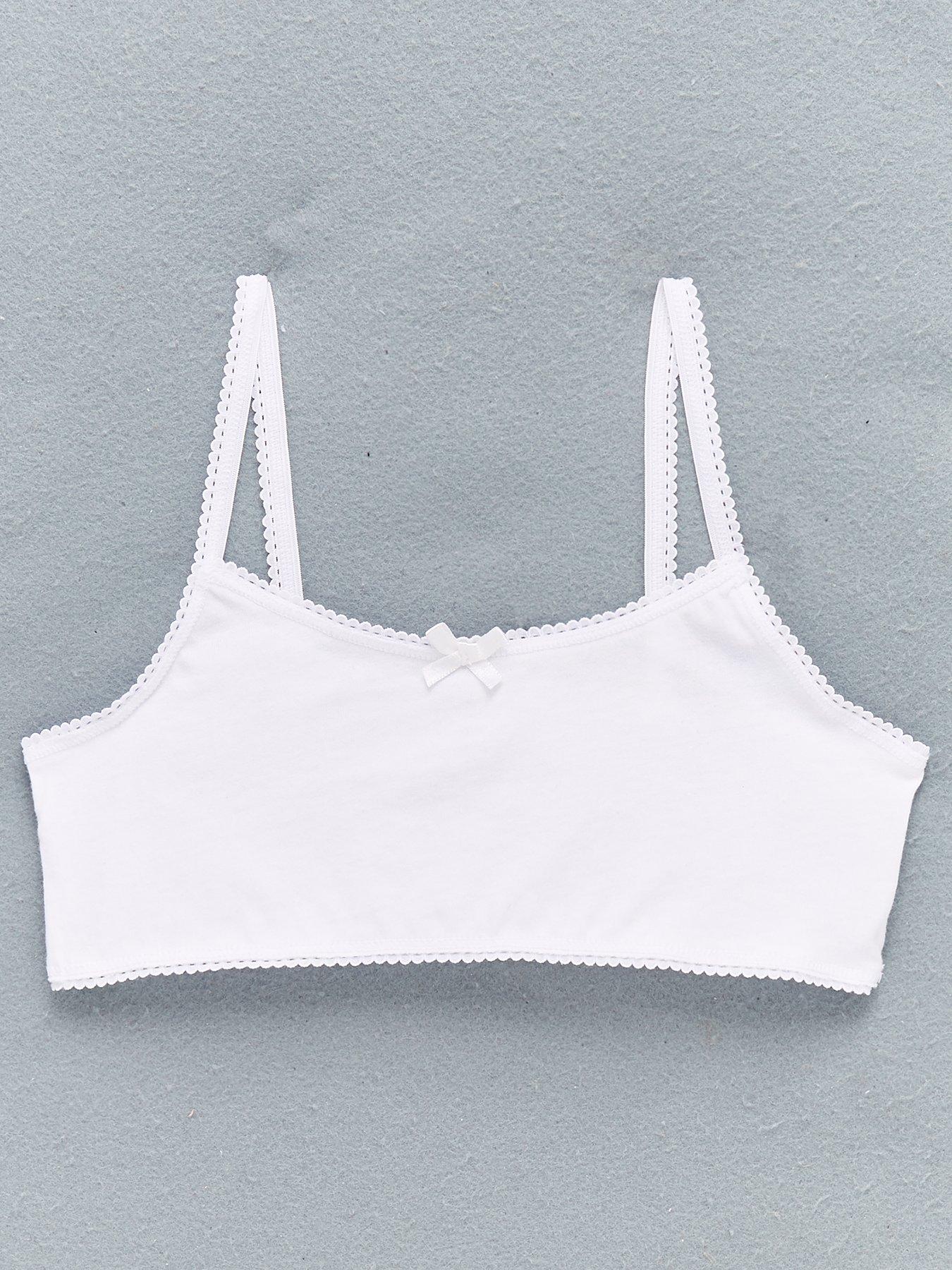 Girls 5 Pack Plain School Crop Tops White